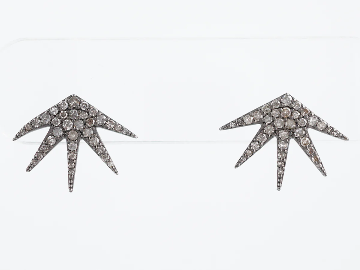 Earrings Modern .66 Single Cut Diamonds in Sterling Silver - Image 3