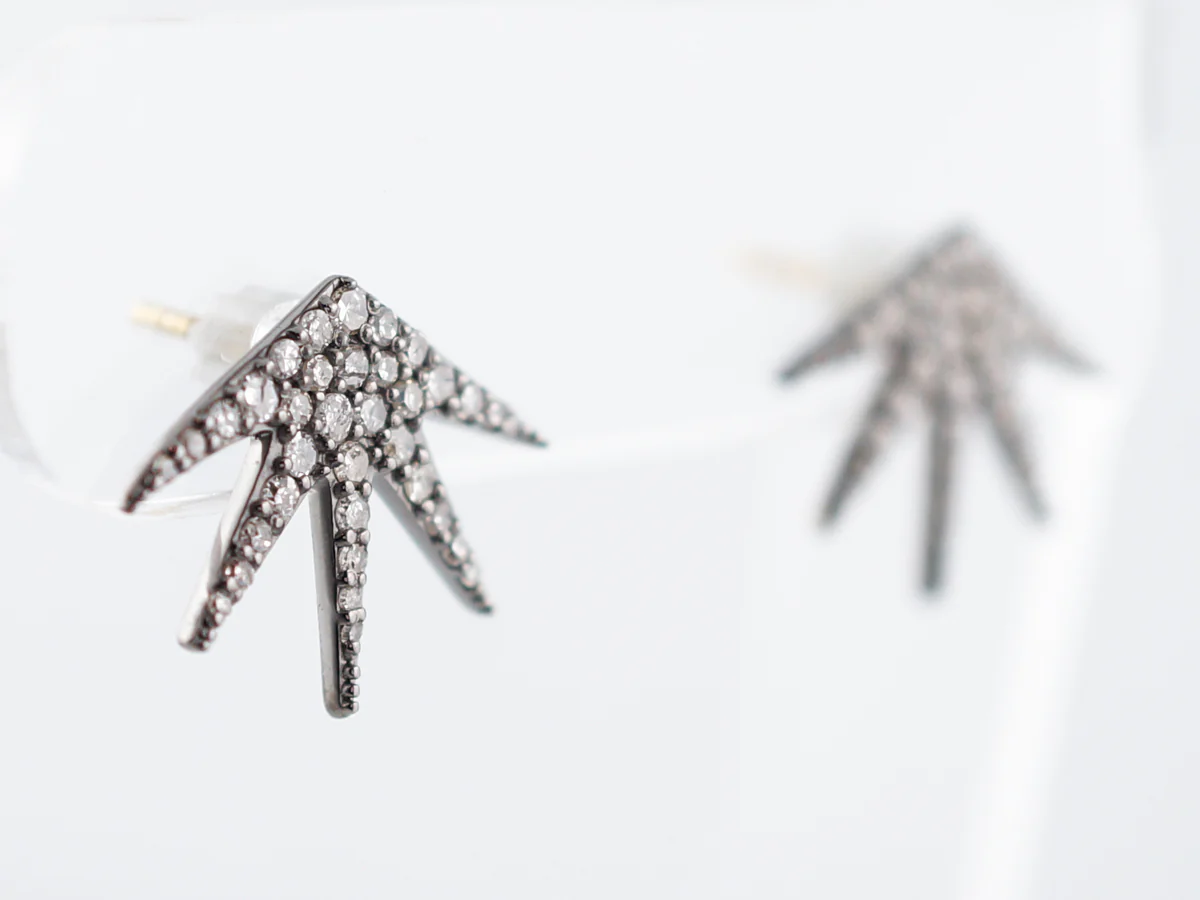 Earrings Modern .66 Single Cut Diamonds in Sterling Silver - Image 4