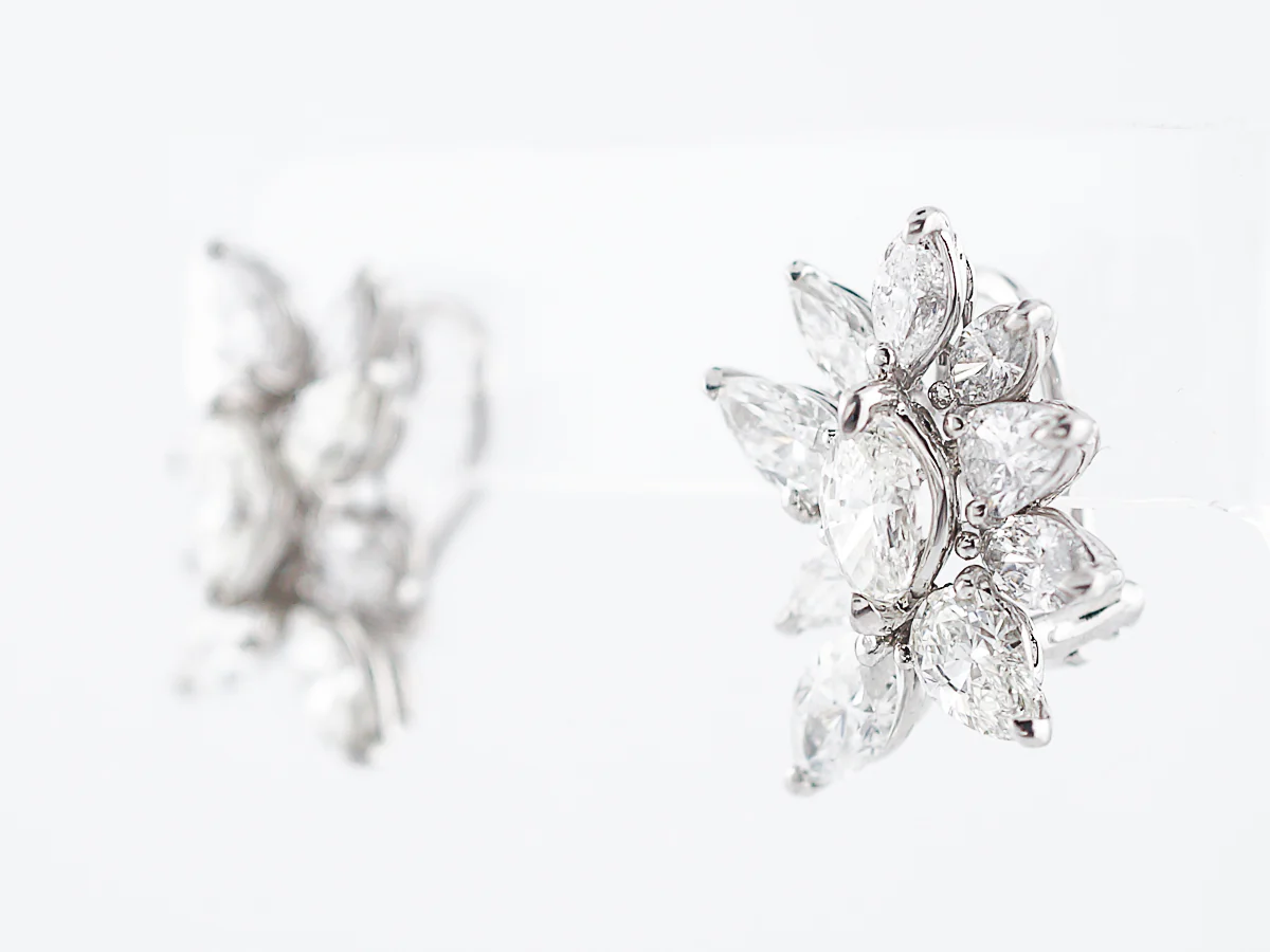 Earrings Modern 7.42 Pear & Marquise Cut Diamonds in Platinum - Image 2
