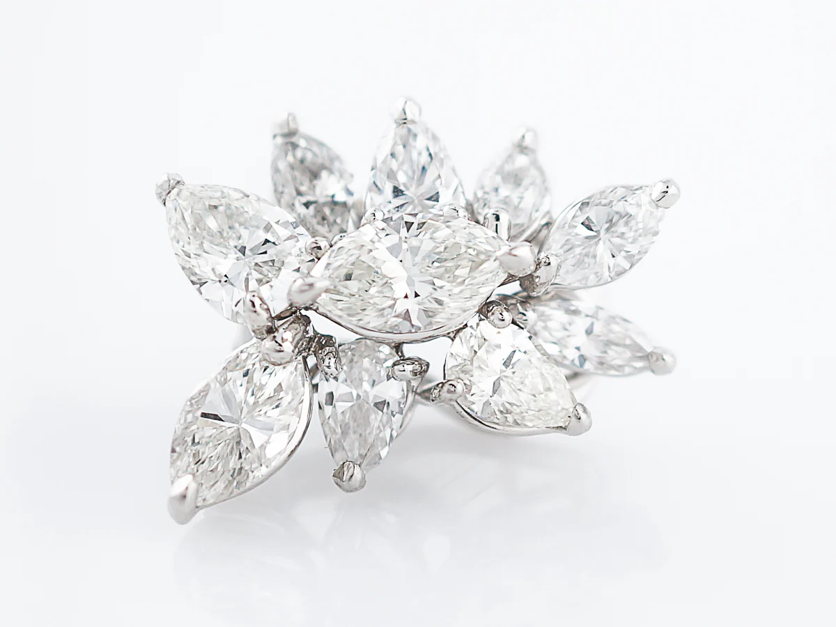 Earrings Modern 7.42 Pear & Marquise Cut Diamonds in Platinum - Image 6