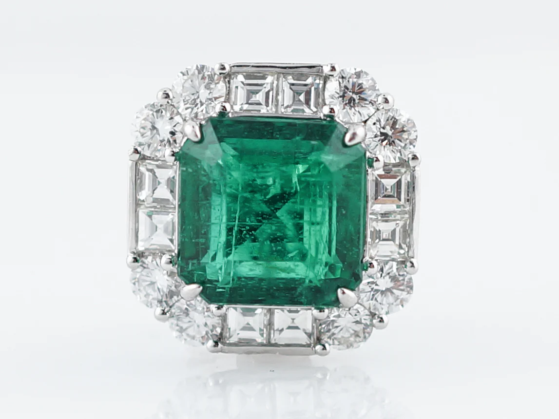 Earrings Modern 7.46 Square Step Cut Emeralds in Platinum - Image 3