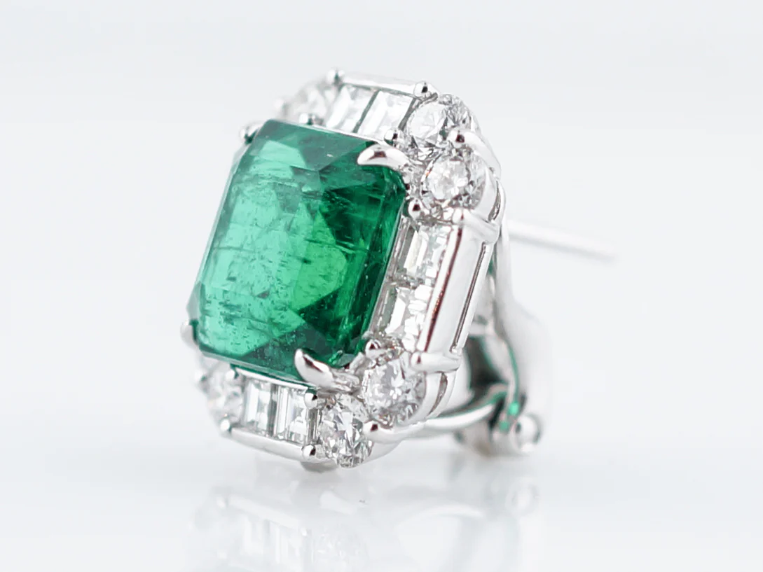 Earrings Modern 7.46 Square Step Cut Emeralds in Platinum - Image 4