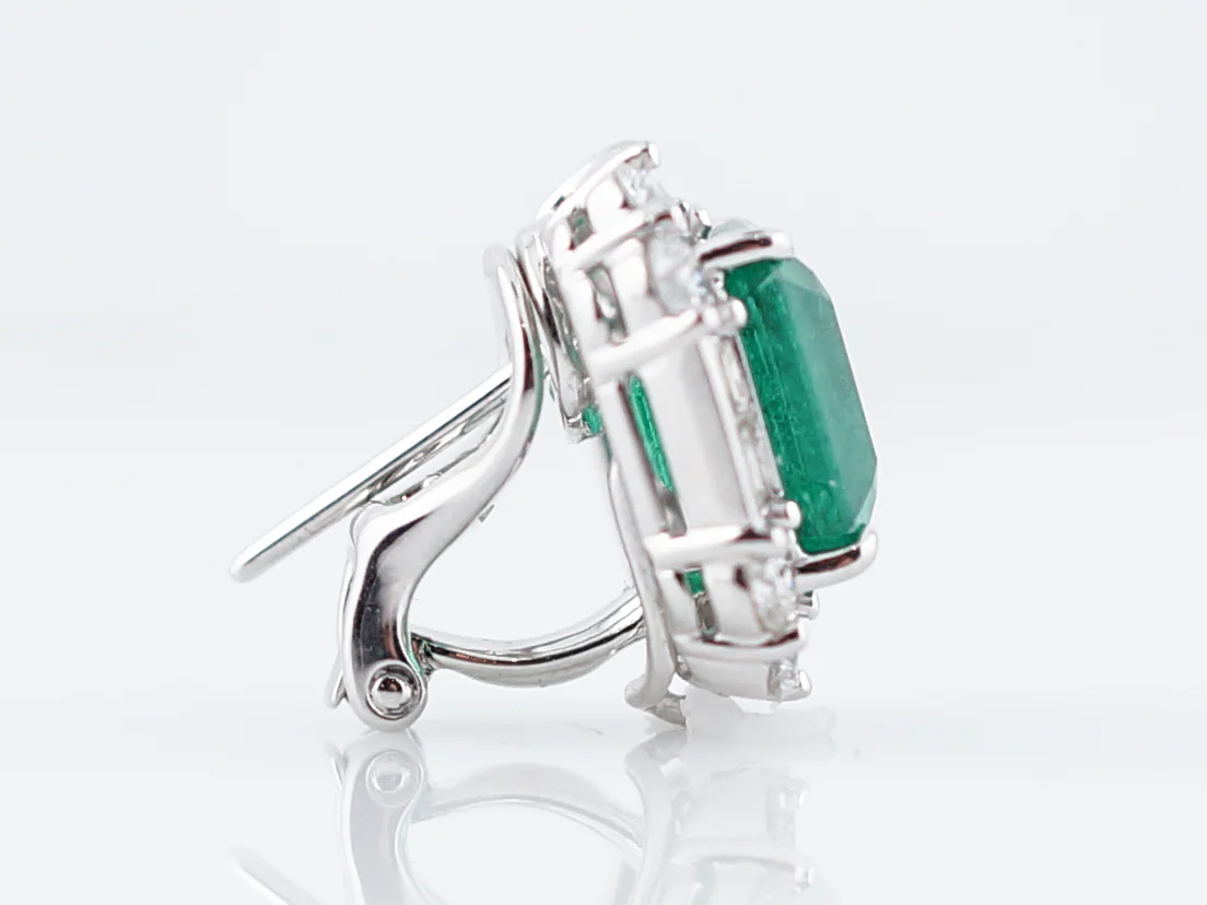 Earrings Modern 7.46 Square Step Cut Emeralds in Platinum - Image 5
