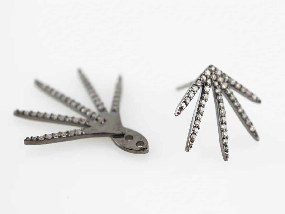 Earrings Modern .71 Single Cut Diamonds in Sterling Silver - Image 3