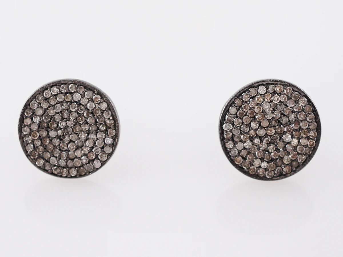 Earrings Modern .75 Round Brilliant Cut Diamonds in Sterling Silver
