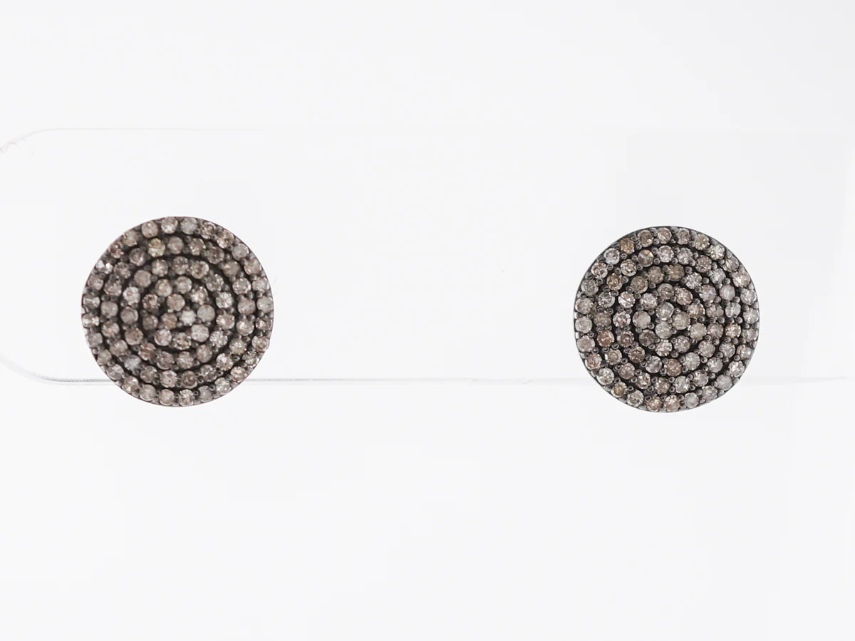 Earrings Modern .75 Round Brilliant Cut Diamonds in Sterling Silver
