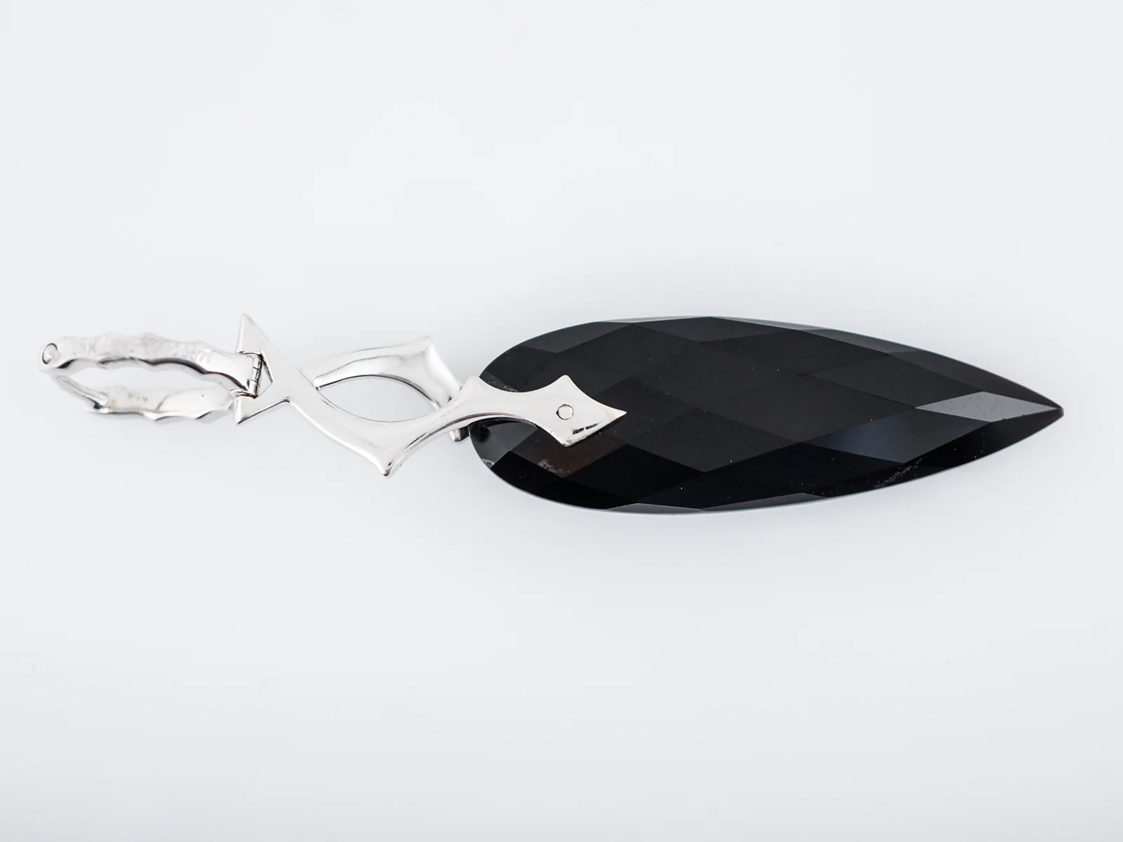Earrings Modern .78 Round Brilliant Cut Diamonds & Onyx in 18k White Gold - Image 3