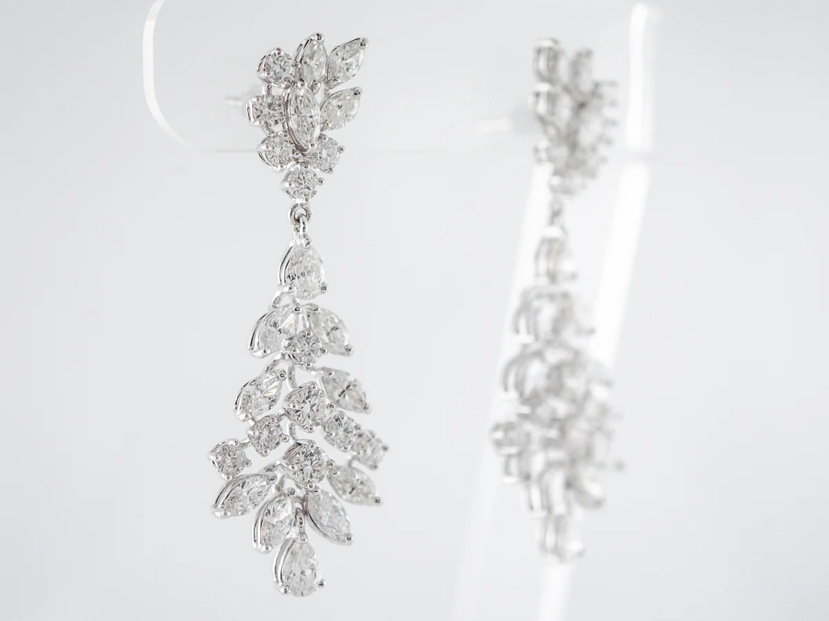 **RTV 1/17/19**Earrings Modern 8.20 Marquise & Round Brilliant Cut Diamonds in 18K White Gold - Image 2
