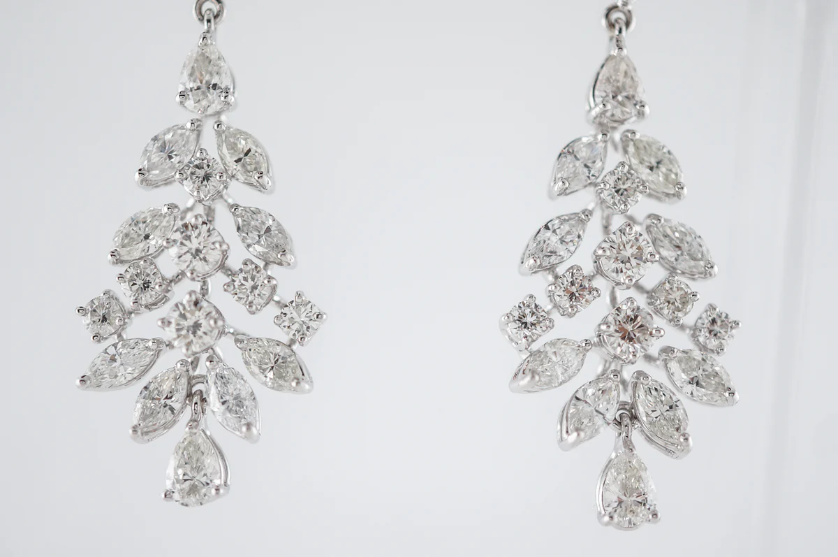 **RTV 1/17/19**Earrings Modern 8.20 Marquise & Round Brilliant Cut Diamonds in 18K White Gold - Image 3