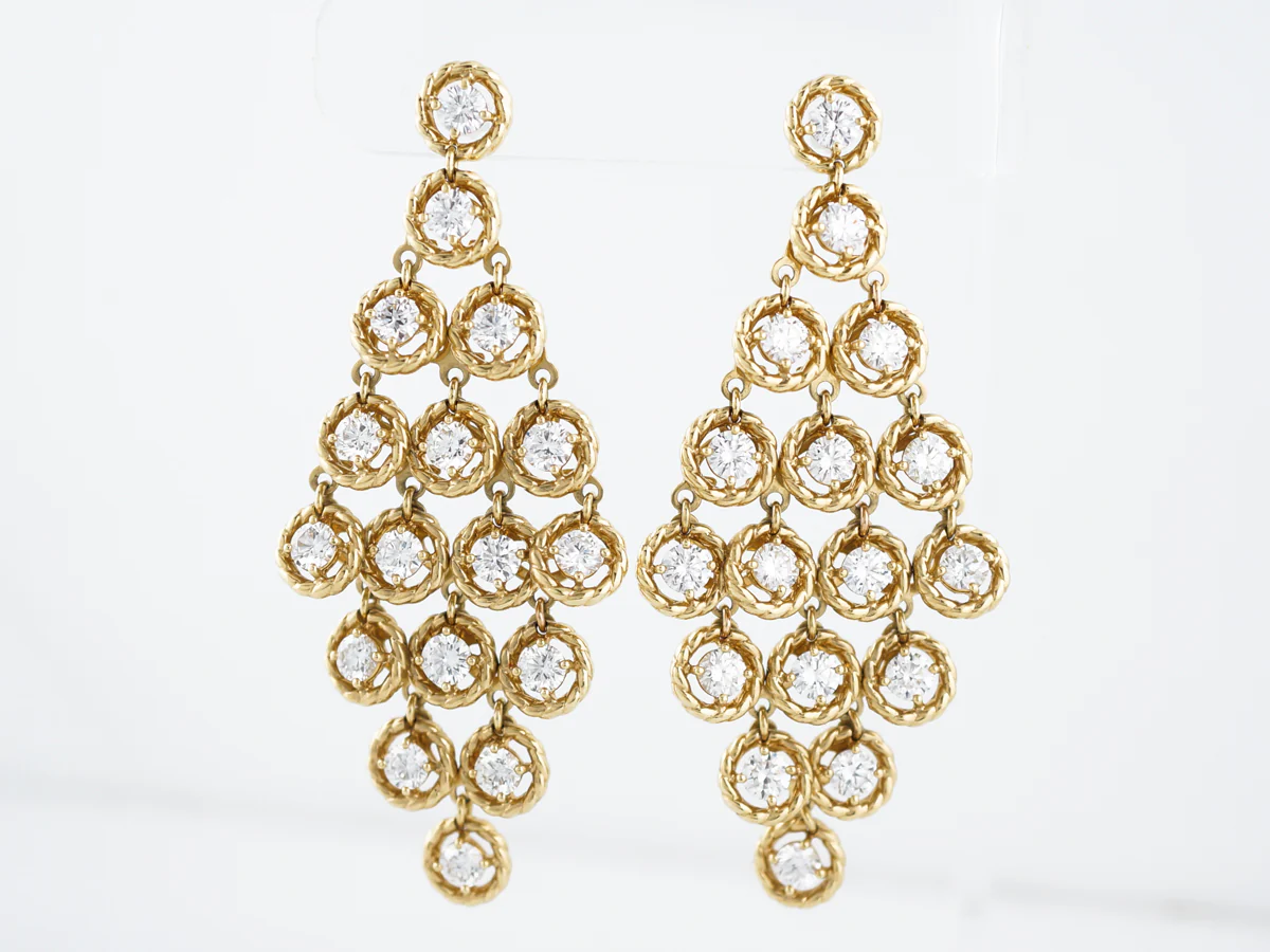 Earrings Modern 8.97 Round Brilliant Cut Diamonds in 18K Yellow Gold