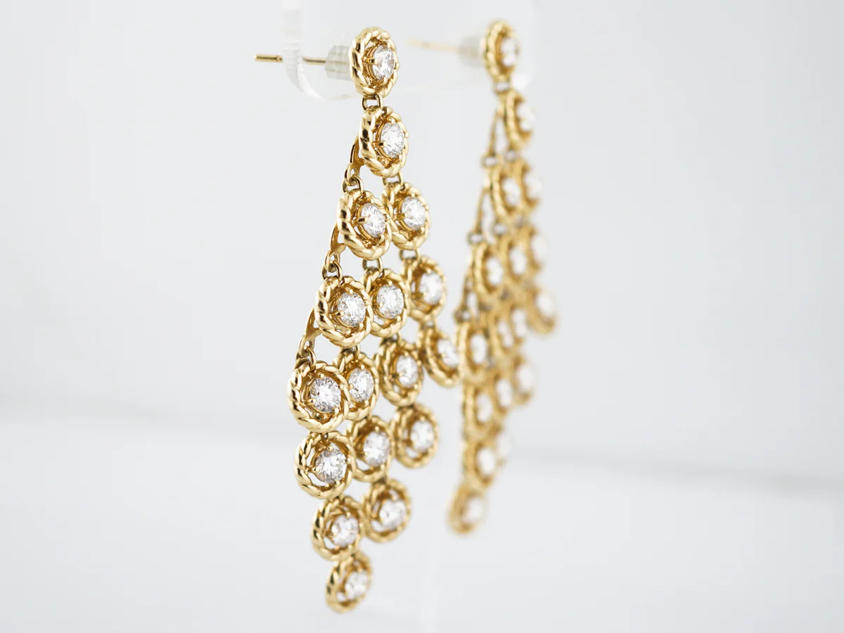 Earrings Modern 8.97 Round Brilliant Cut Diamonds in 18K Yellow Gold - Image 4