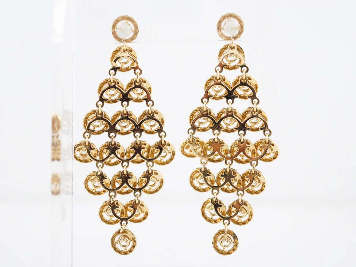 Earrings Modern 8.97 Round Brilliant Cut Diamonds in 18K Yellow Gold - Image 2