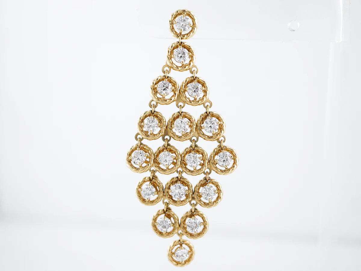 Earrings Modern 8.97 Round Brilliant Cut Diamonds in 18K Yellow Gold - Image 4
