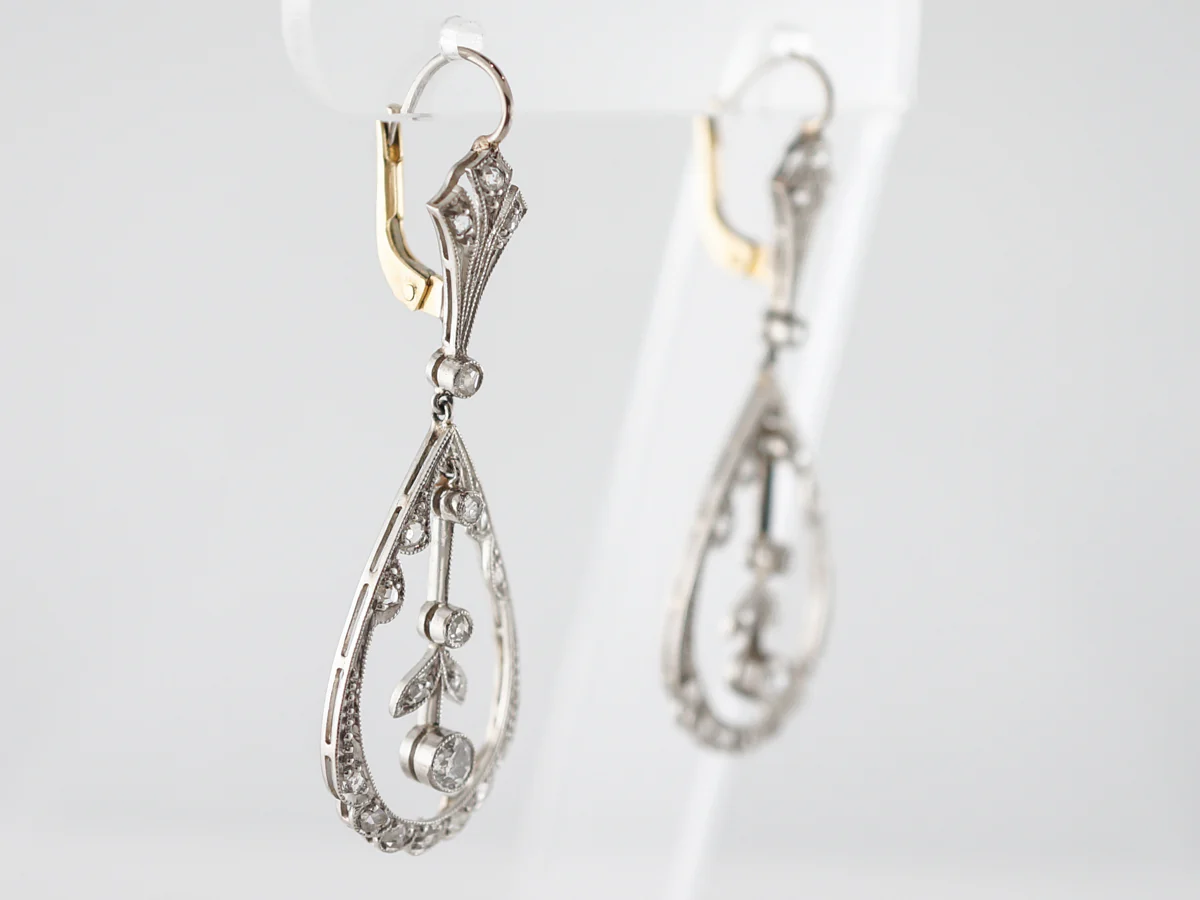 ***RTV 5/23/19*** Earrings Modern .88 Old European & Rose Cut Diamonds in Platinum & 14k Yellow Gold - Image 2
