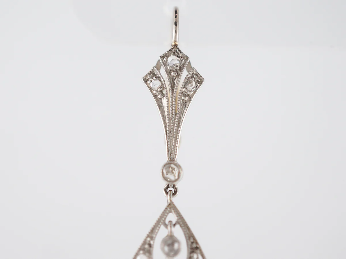 ***RTV 5/23/19*** Earrings Modern .88 Old European & Rose Cut Diamonds in Platinum & 14k Yellow Gold - Image 3