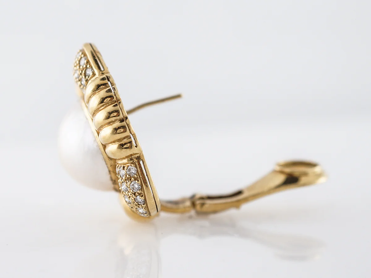 **RTV 1/10/19**Earrings Modern Mabe Pearl & 1.35 Round Brilliant Cut Diamonds in 18K Yellow Gold - Image 5