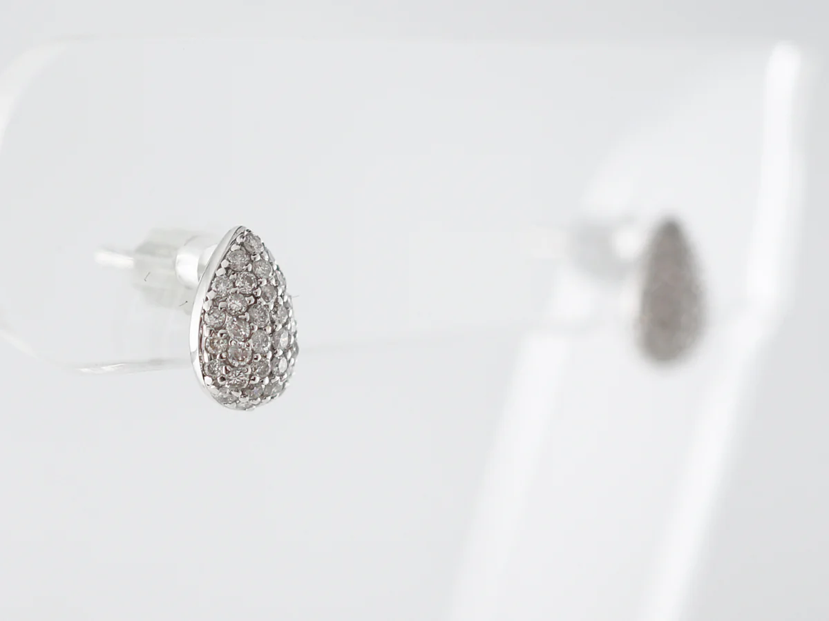 Earrings Stud Modern .43 Round Brilliant Cut Diamonds in 18k White Gold - Image 2