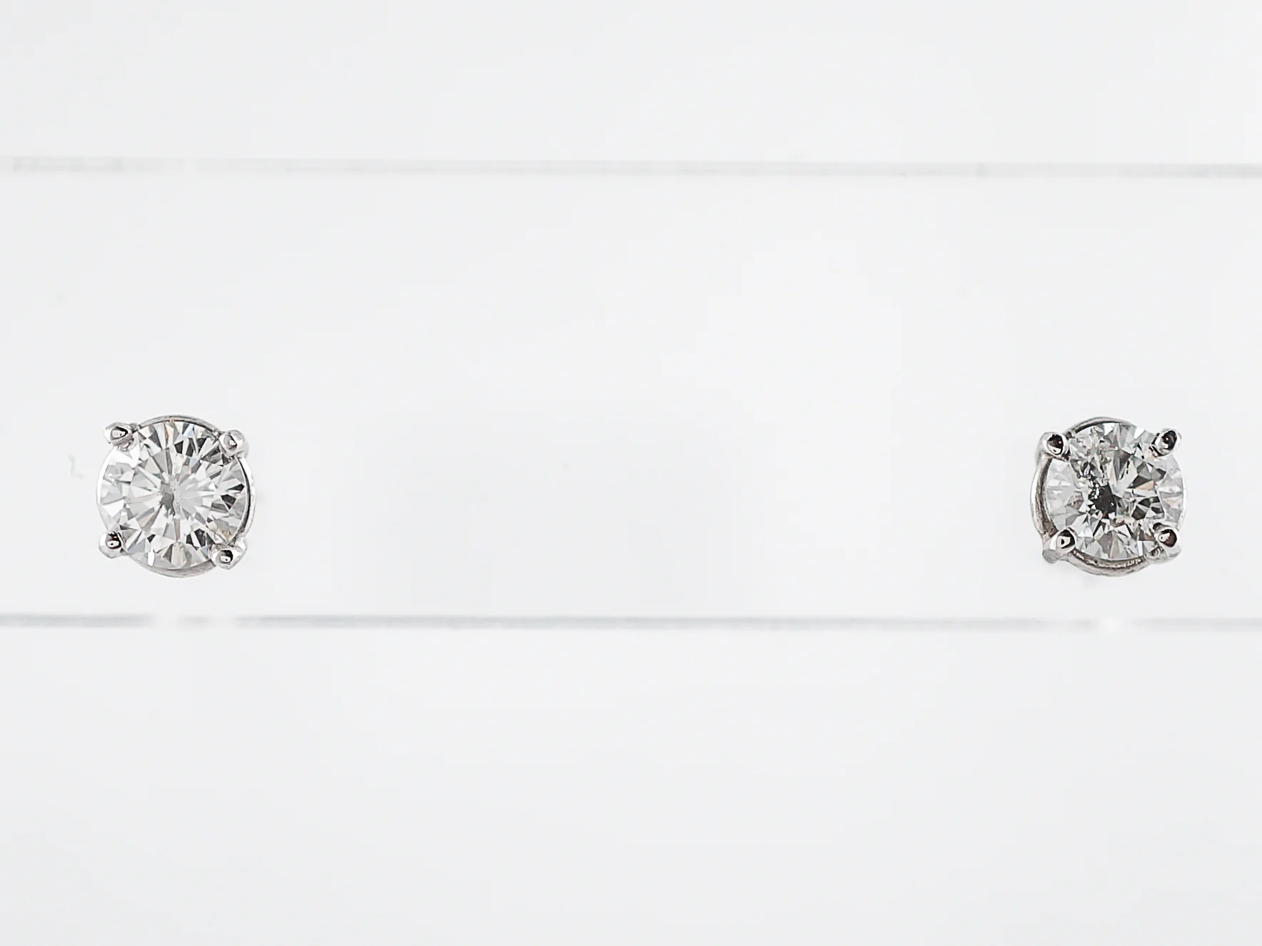 Earrings Studs Modern .71 Round Brilliant Cut Diamonds in 14k White Gold - Image 2