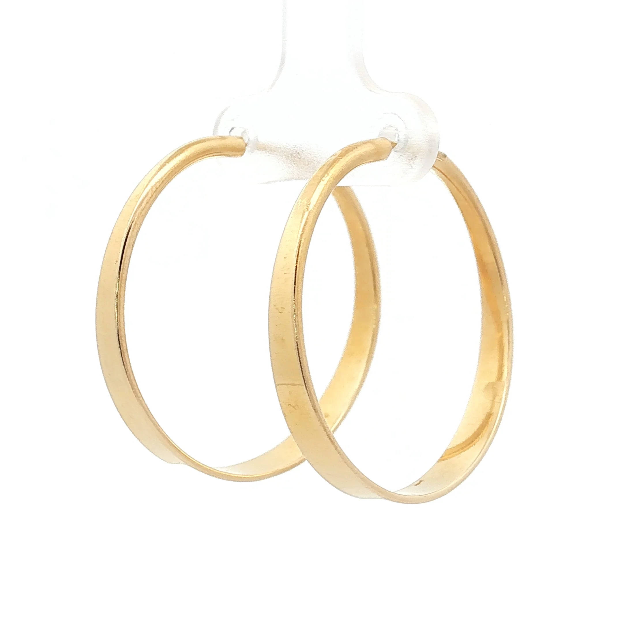 Ed Levin Tapered Hoop Earrings in 14k Yellow Gold - Image 2