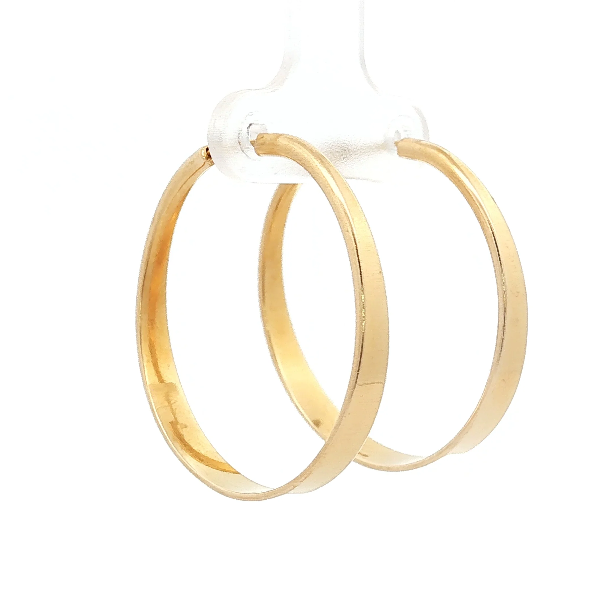 Ed Levin Tapered Hoop Earrings in 14k Yellow Gold - Image 3