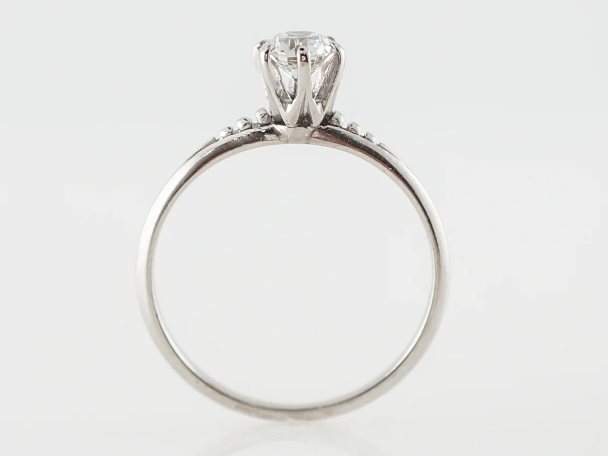 Half Carat Vintage Edwardian Solitaire Diamond Engagement Ring in Platinum - Image 4