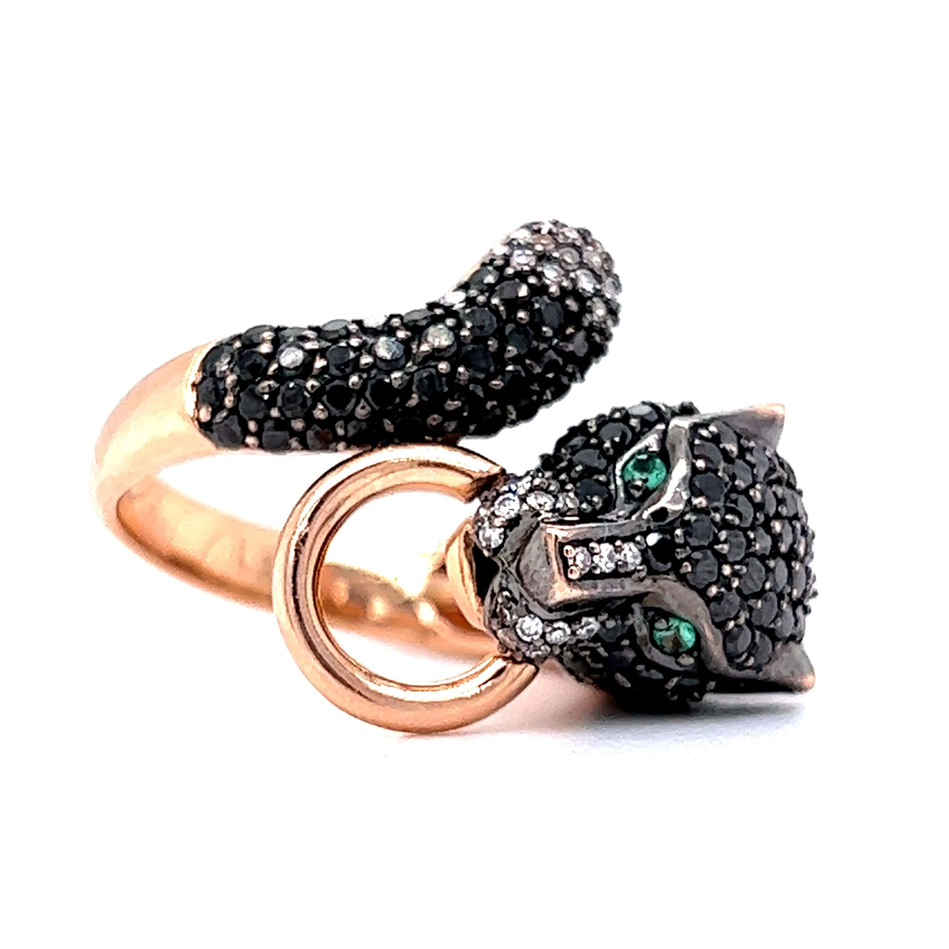 Effy Black Diamond Panther Passby Ring in 14k Rose Gold - Image 3