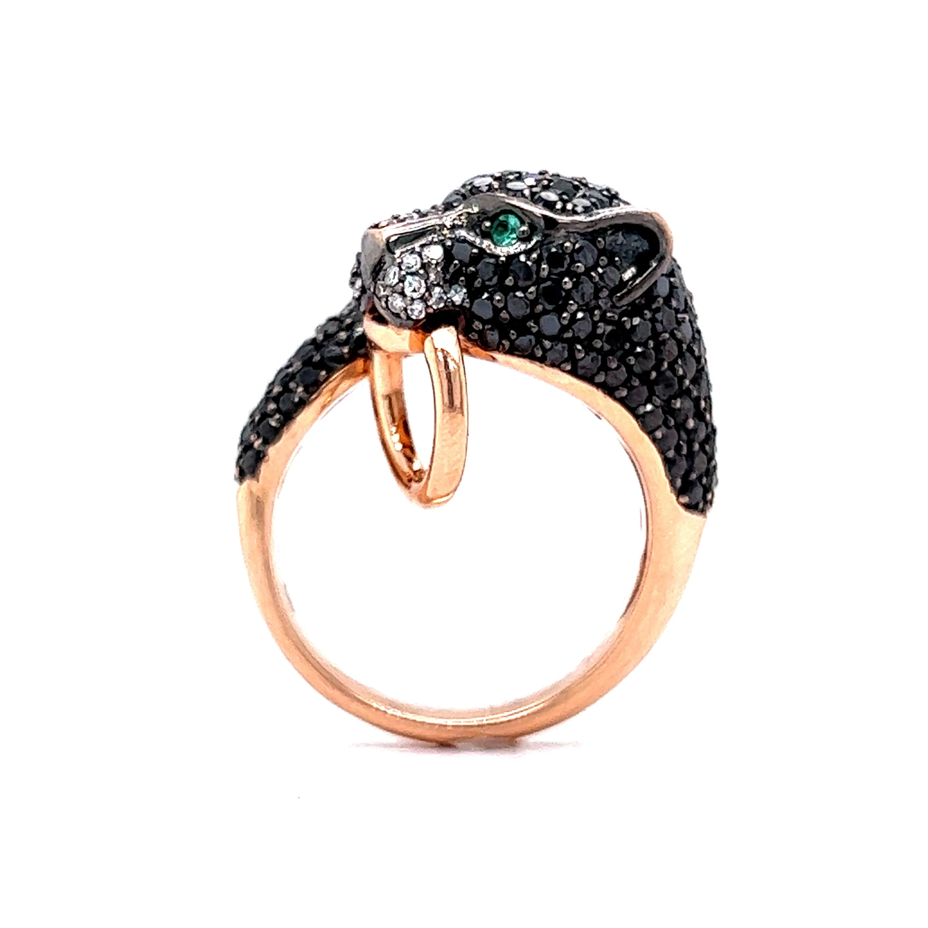 Effy Black Diamond Panther Passby Ring in 14k Rose Gold - Image 4