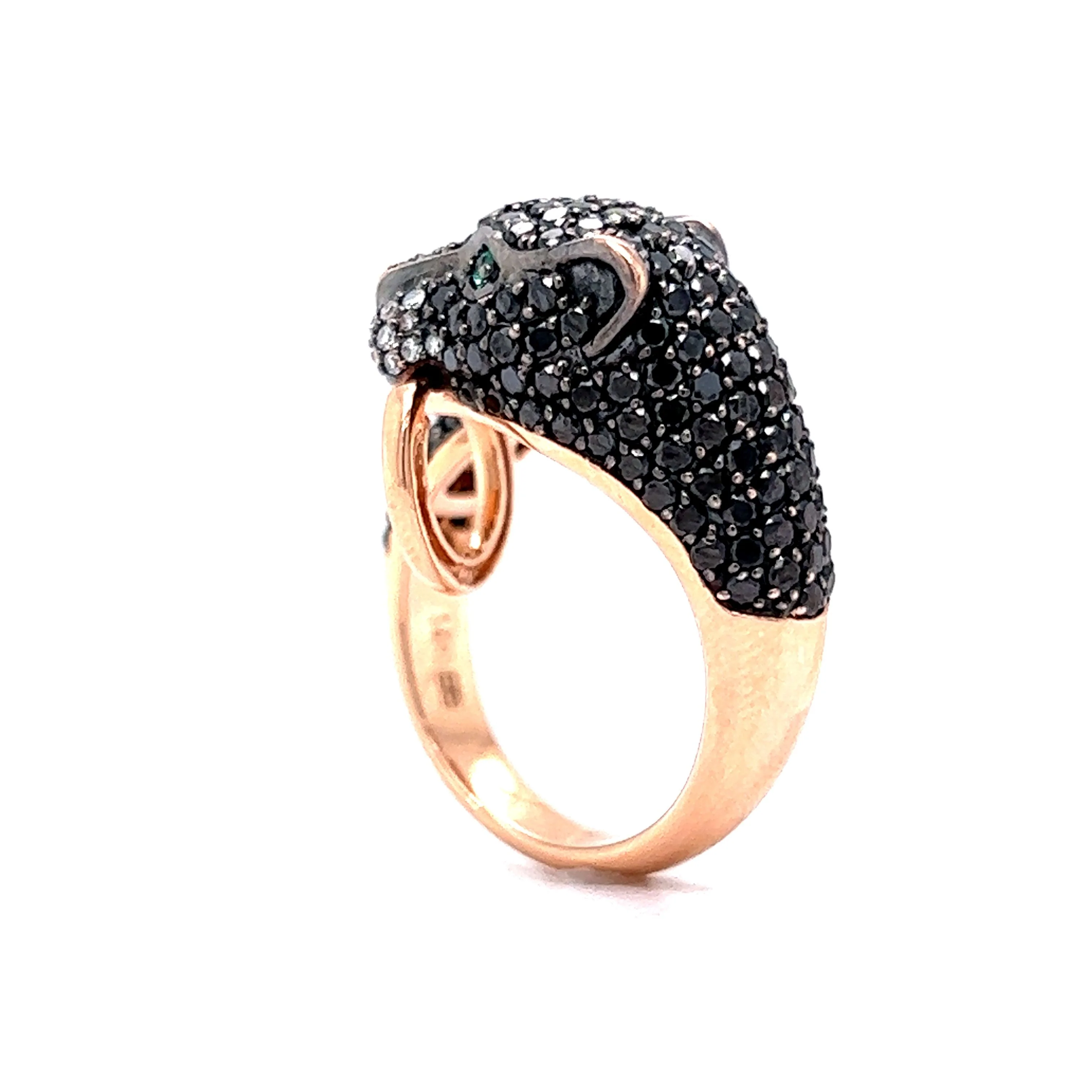 Effy Black Diamond Panther Passby Ring in 14k Rose Gold - Image 5