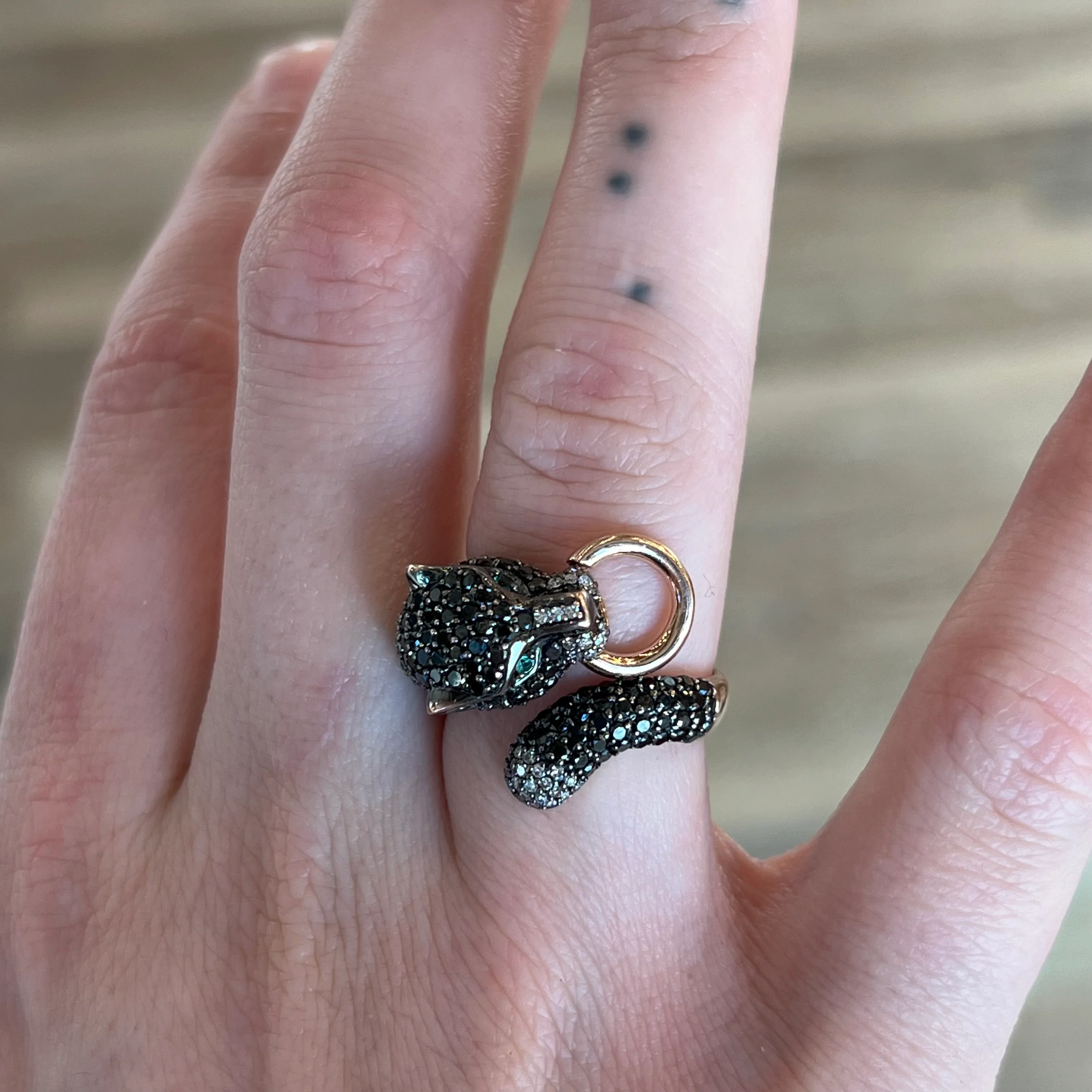 Effy Black Diamond Panther Passby Ring in 14k Rose Gold - Image 7