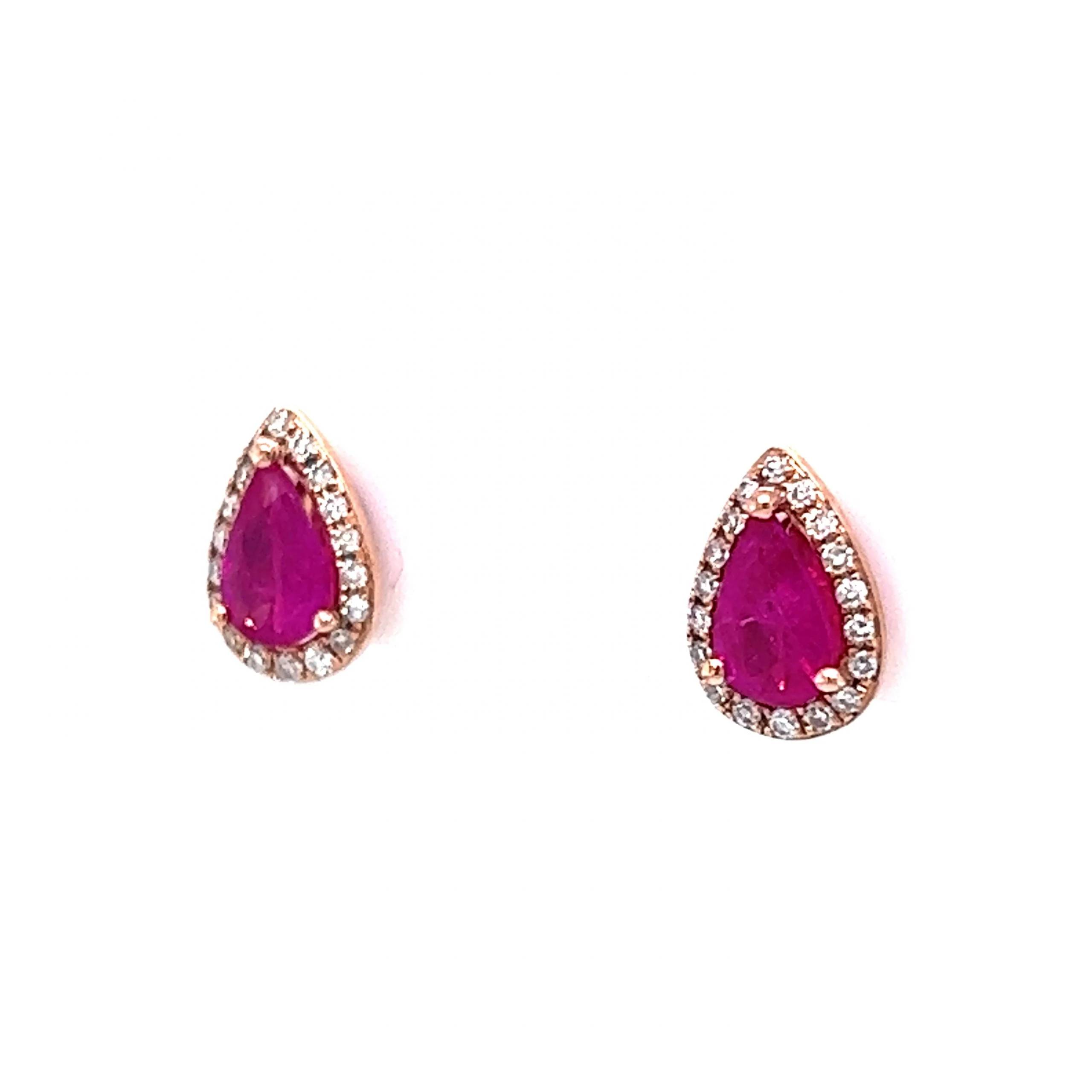 Effy Pear Cut Ruby & Diamond Stud Earrings in 14k Rose Gold - Image 2