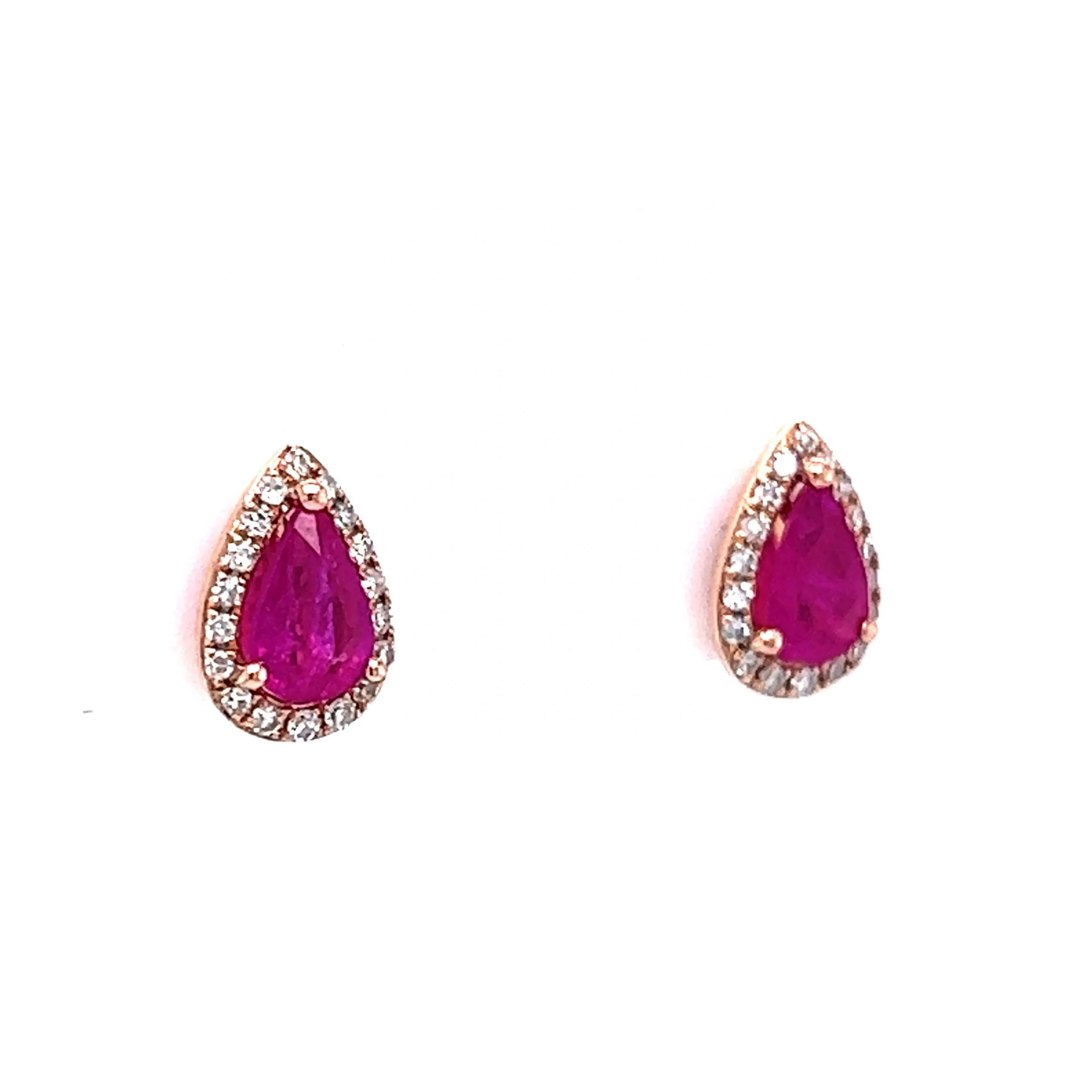 Effy Pear Cut Ruby & Diamond Stud Earrings in 14k Rose Gold - Image 3