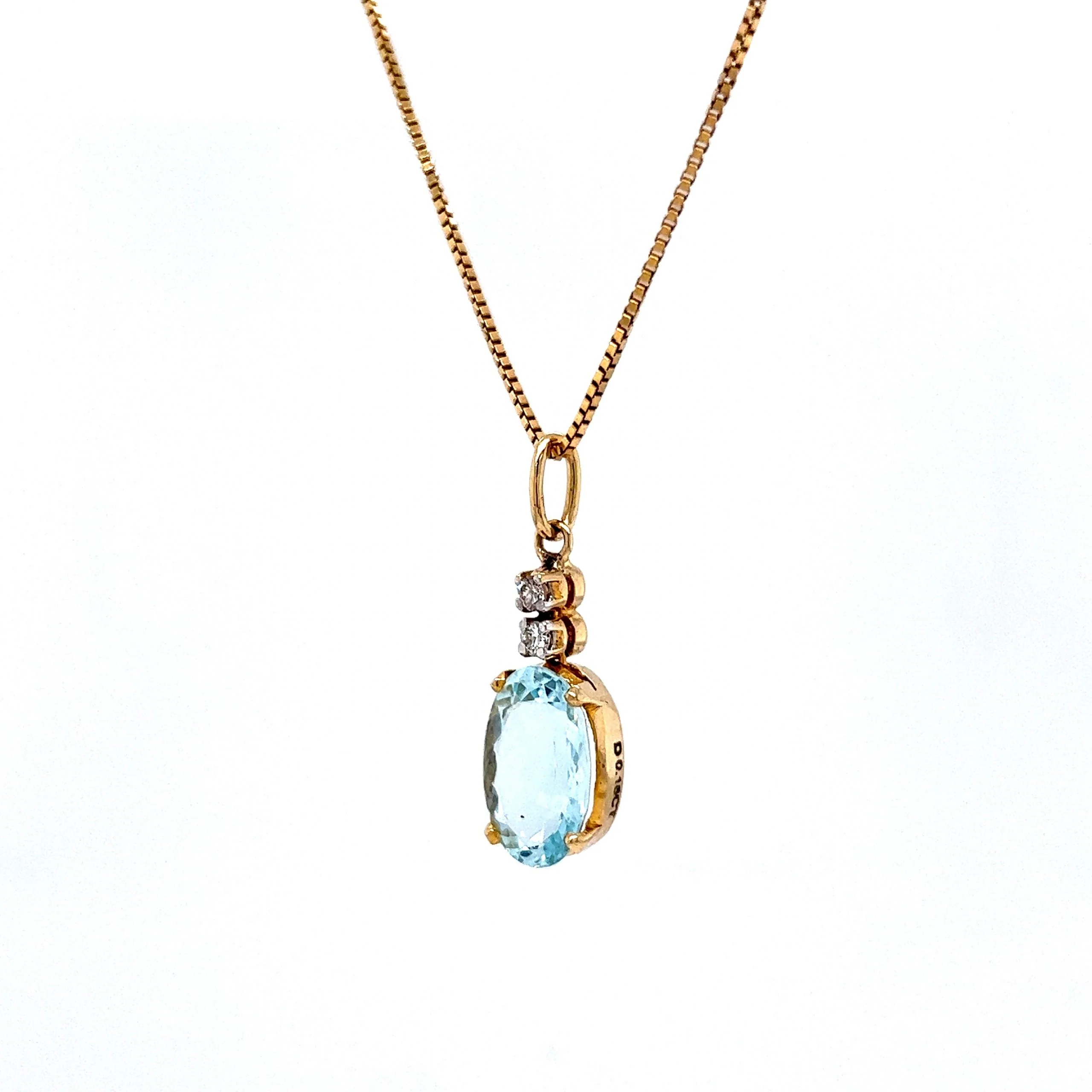 Elegant Aquamarine Pendant Necklace in 14k Yellow Gold - Image 2