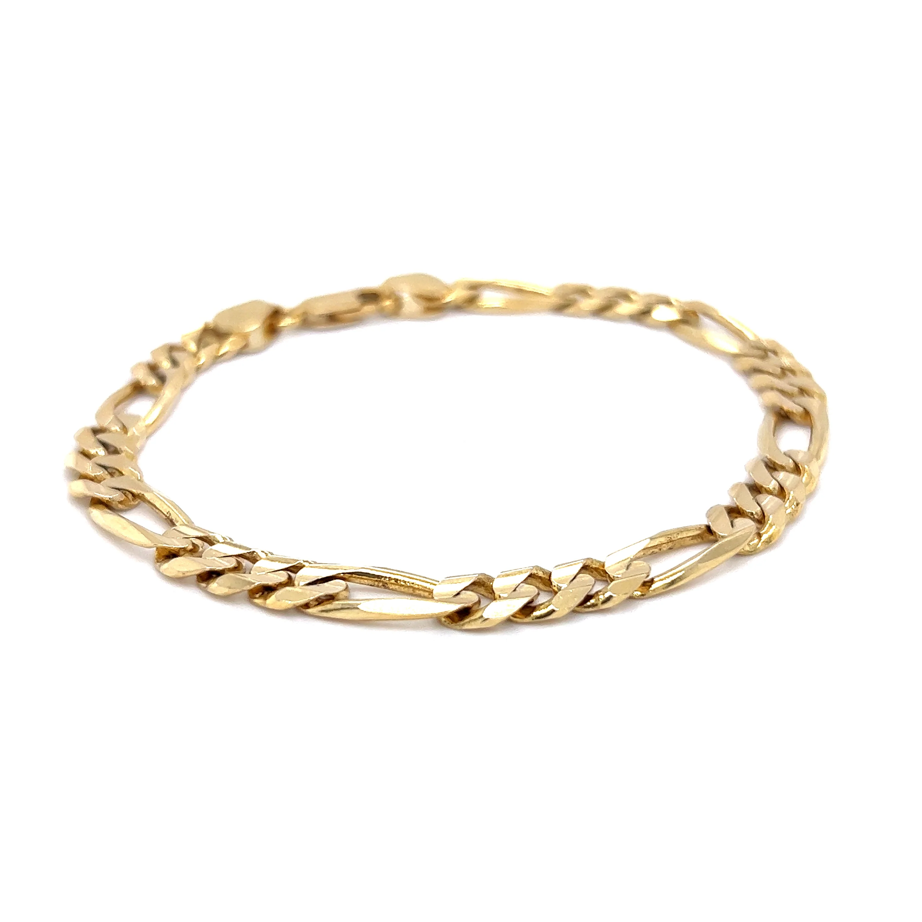 Men's Figaro Link Bracelet in 14k Yellow Gold - Image 3
