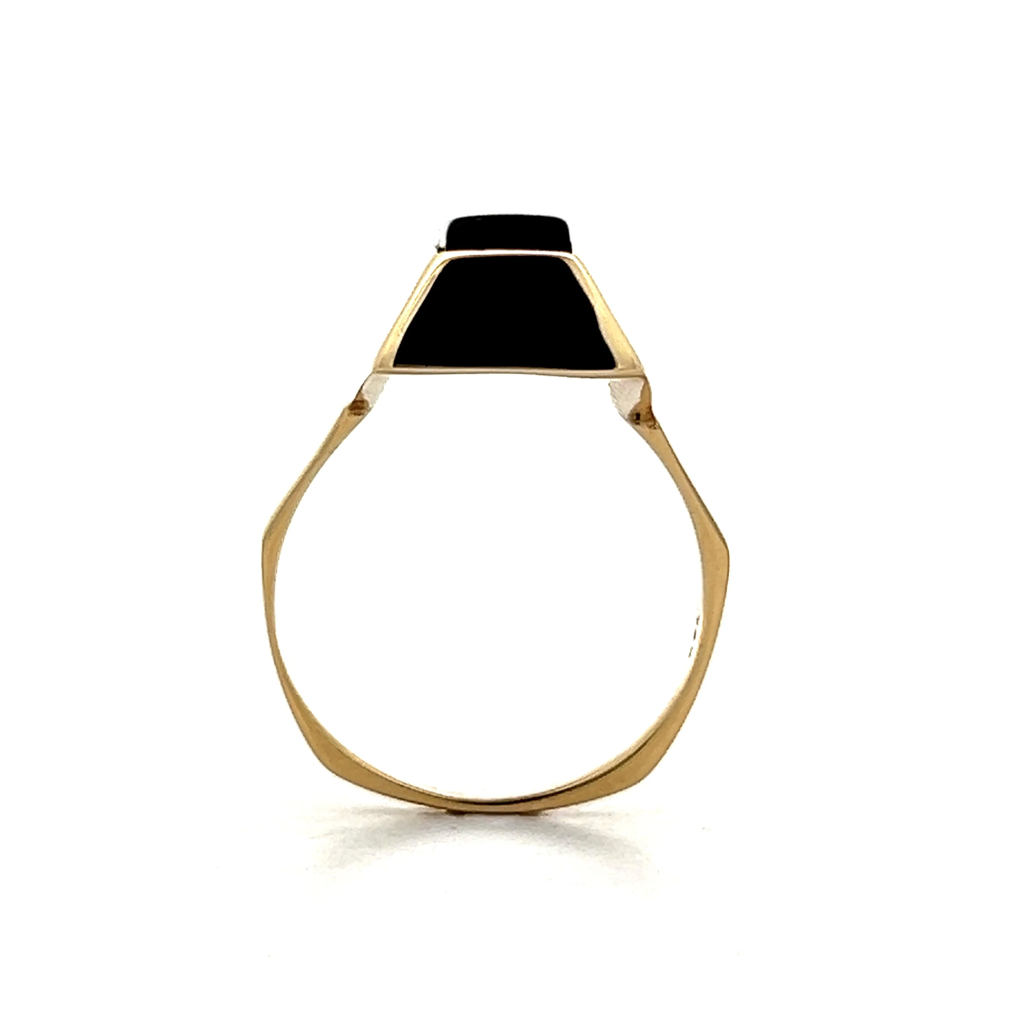 Elongated Black Onyx Cocktail Ring in 14k Yellow Gold - Image 4