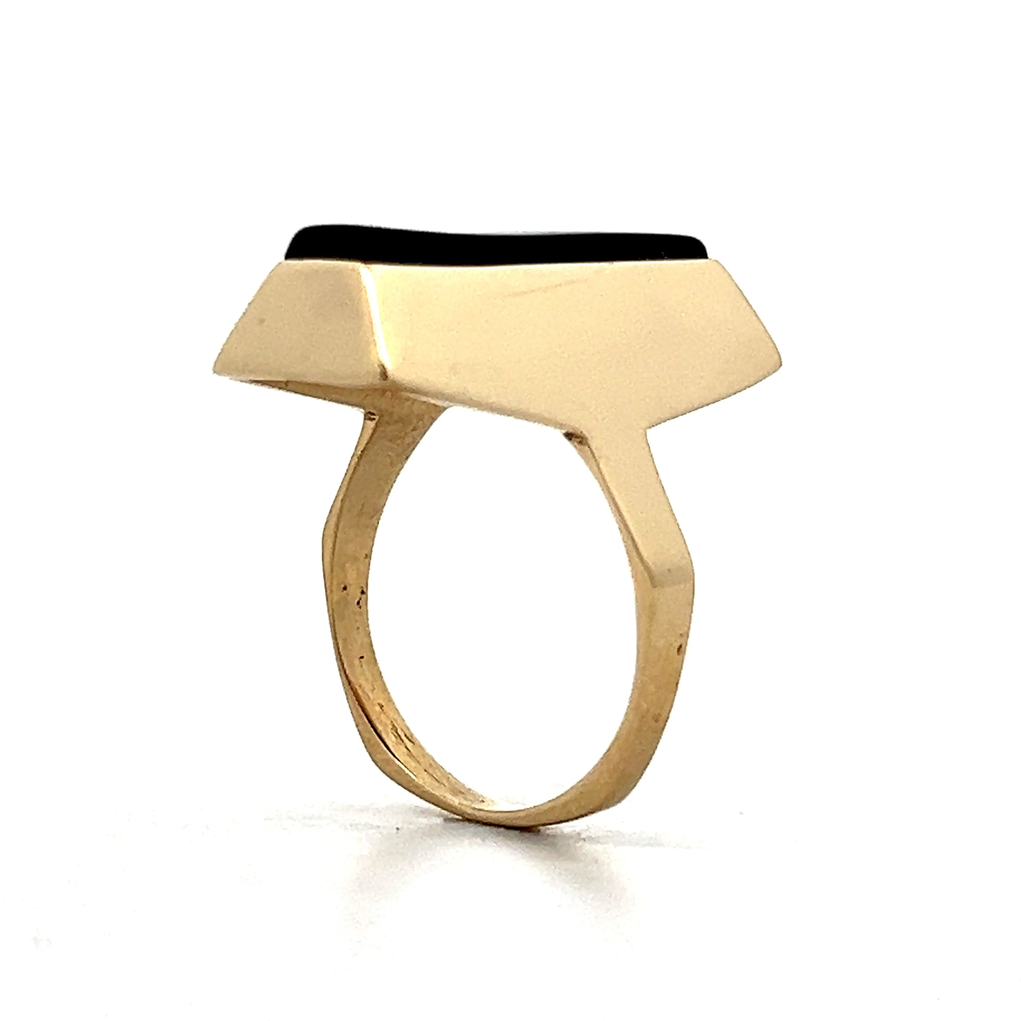 Elongated Black Onyx Cocktail Ring in 14k Yellow Gold - Image 5