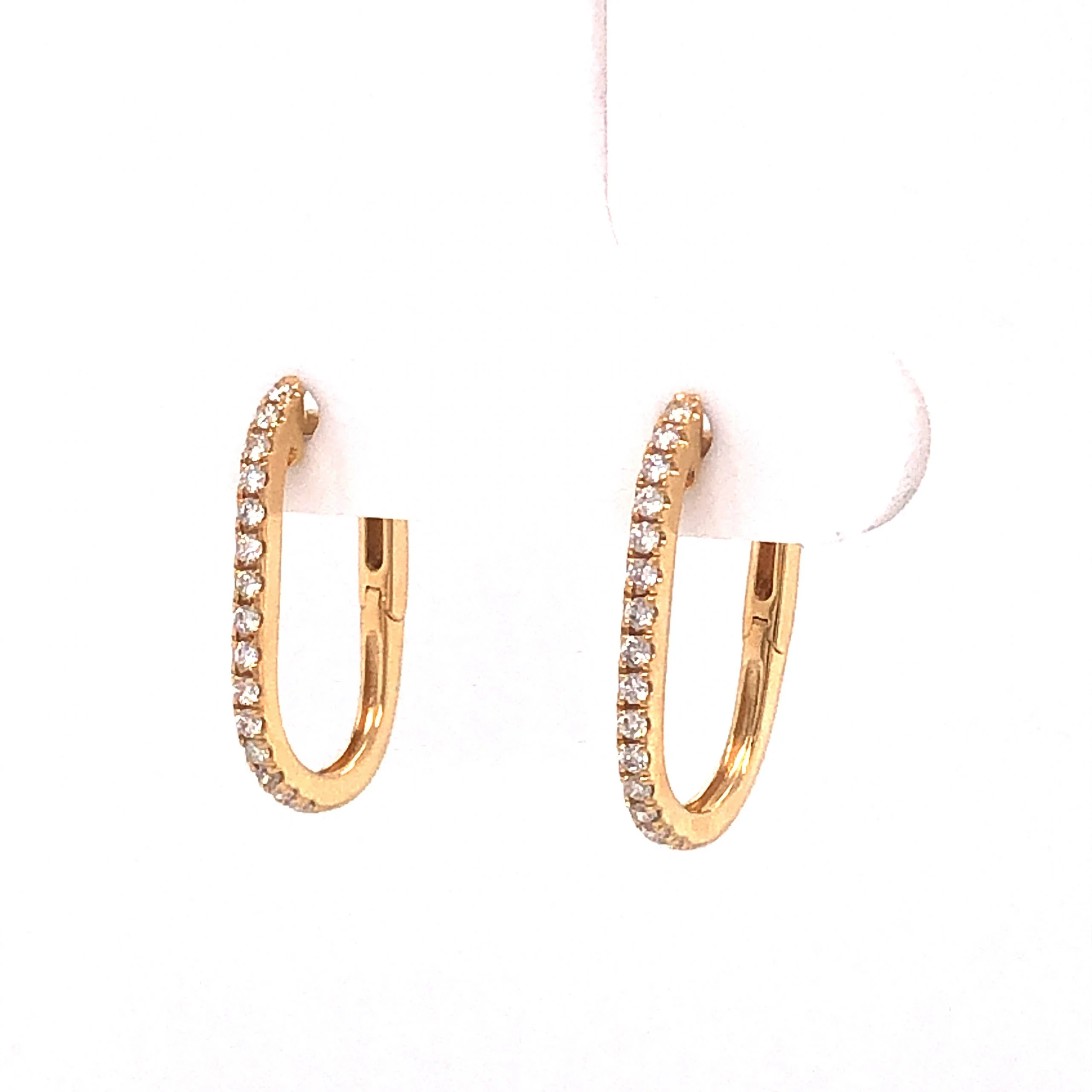 Elongated Diamond Hoop Earrings in 18k Yellow Gold - Image 2