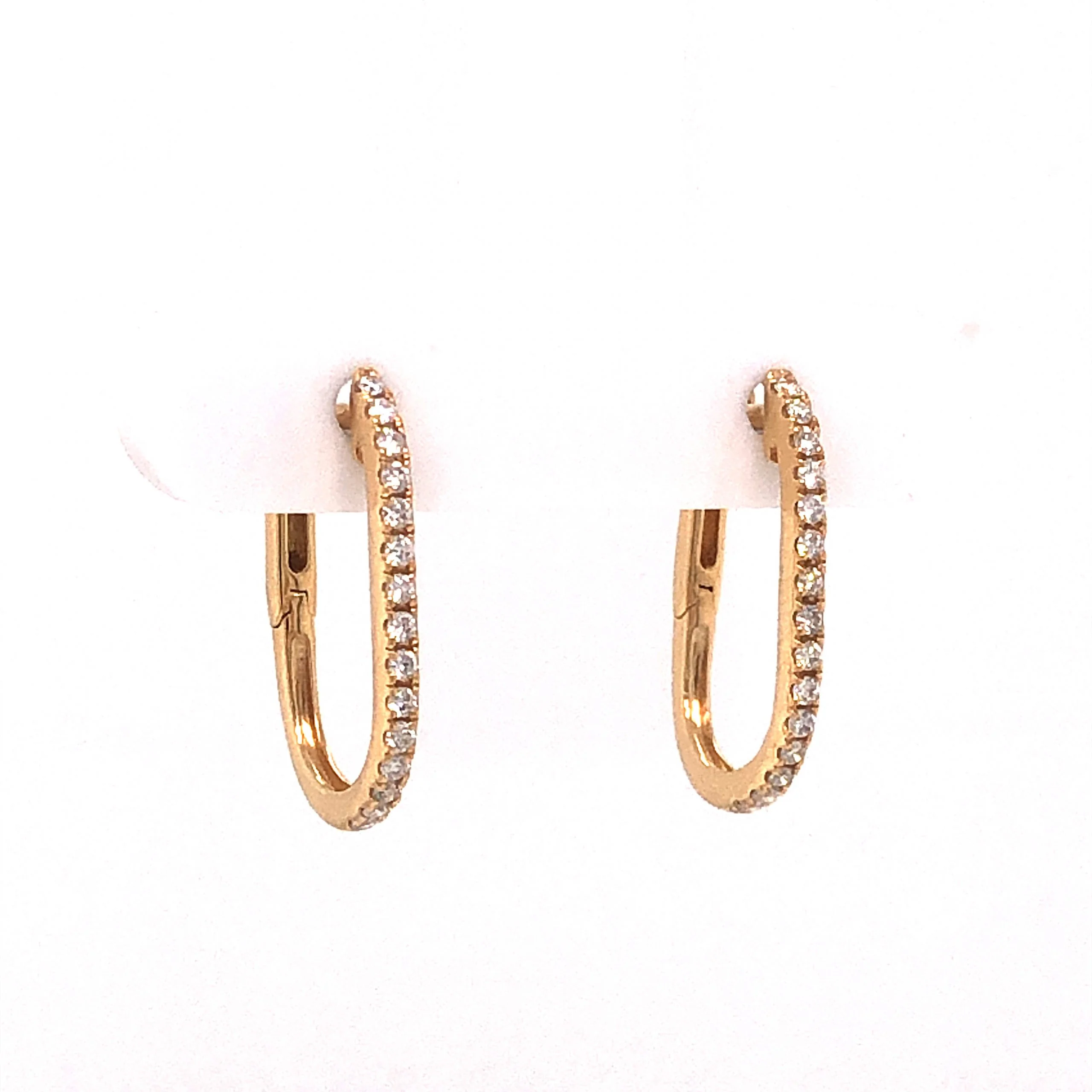 Elongated Diamond Hoop Earrings in 18k Yellow Gold - Image 3