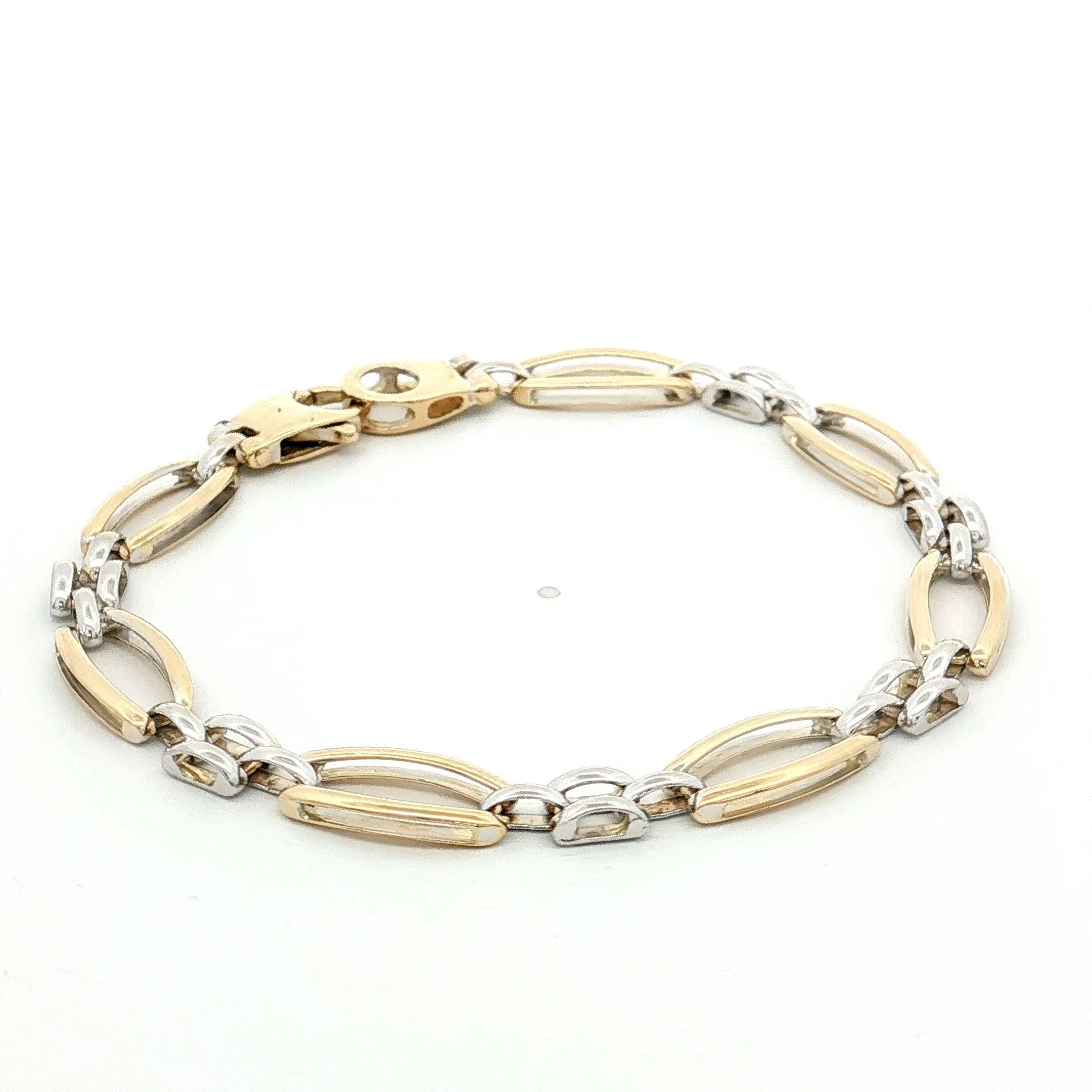Elongated Oval Link Chain Bracelet 14k Two-Tone Gold - Image 4