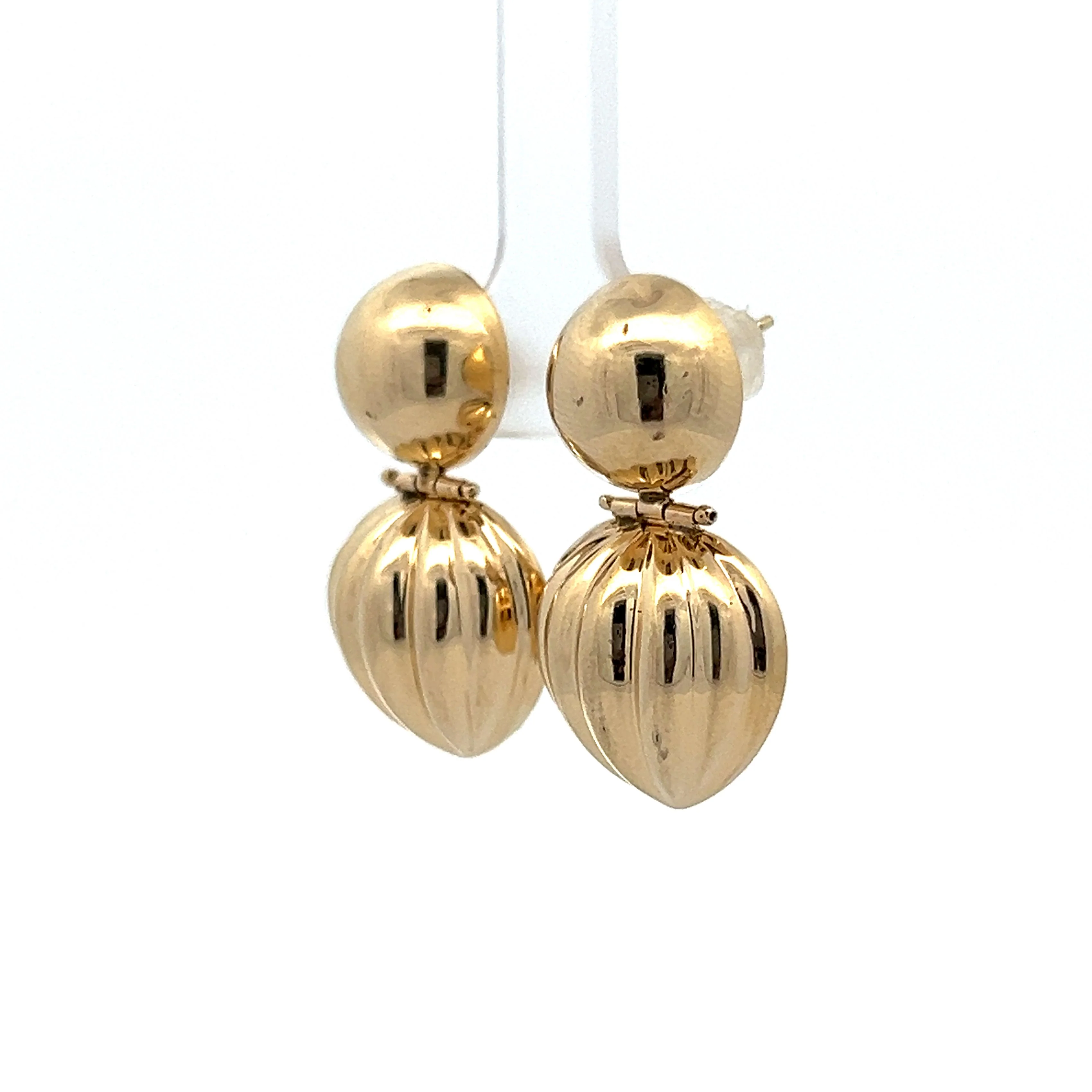 Embellished Bell Dangle Earrings in 14k Yellow gold - Image 2