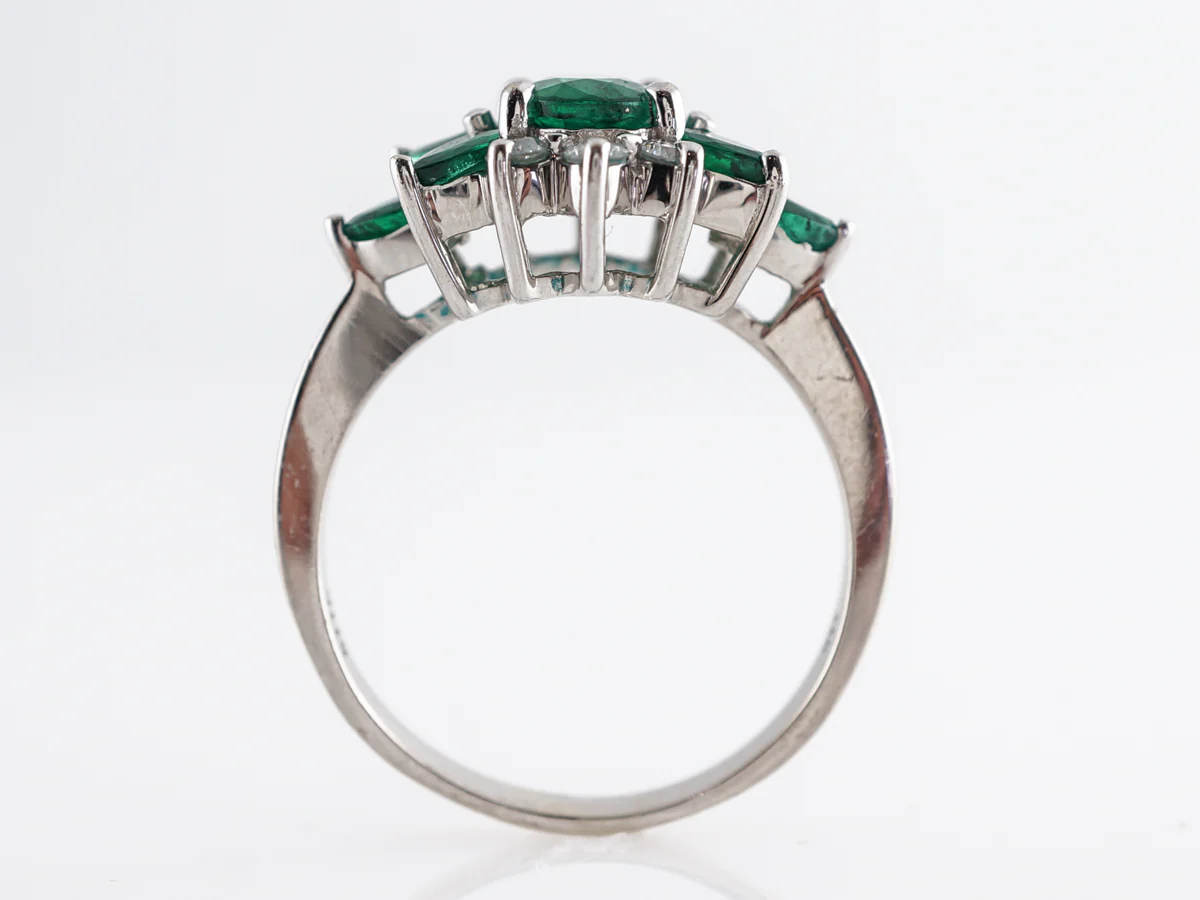 Emerald Cluster Ring w/ Diamond Accents in 14K - Image 4
