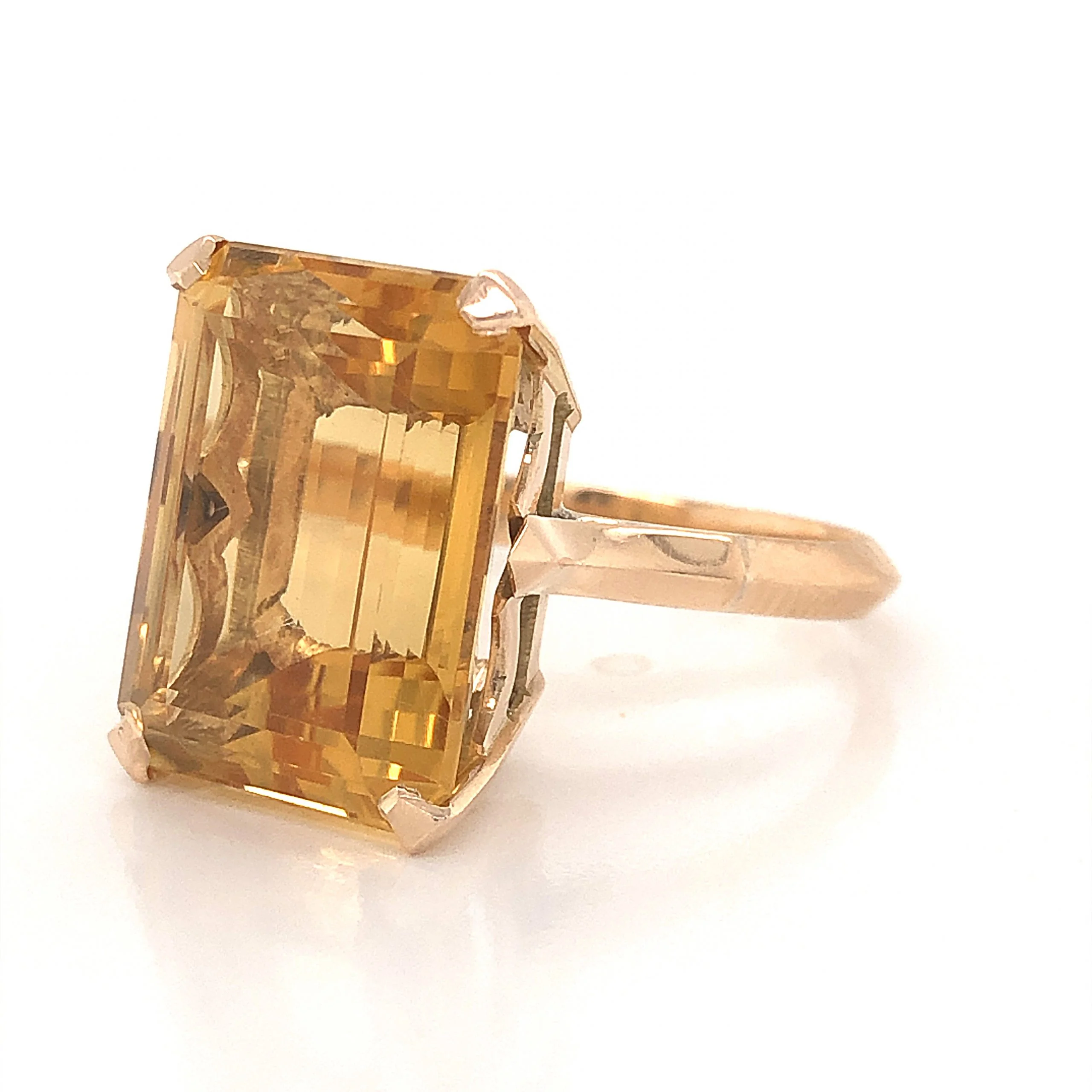 Emerald Cut Citrine Cocktail Ring in 14k Yellow Gold - Image 2