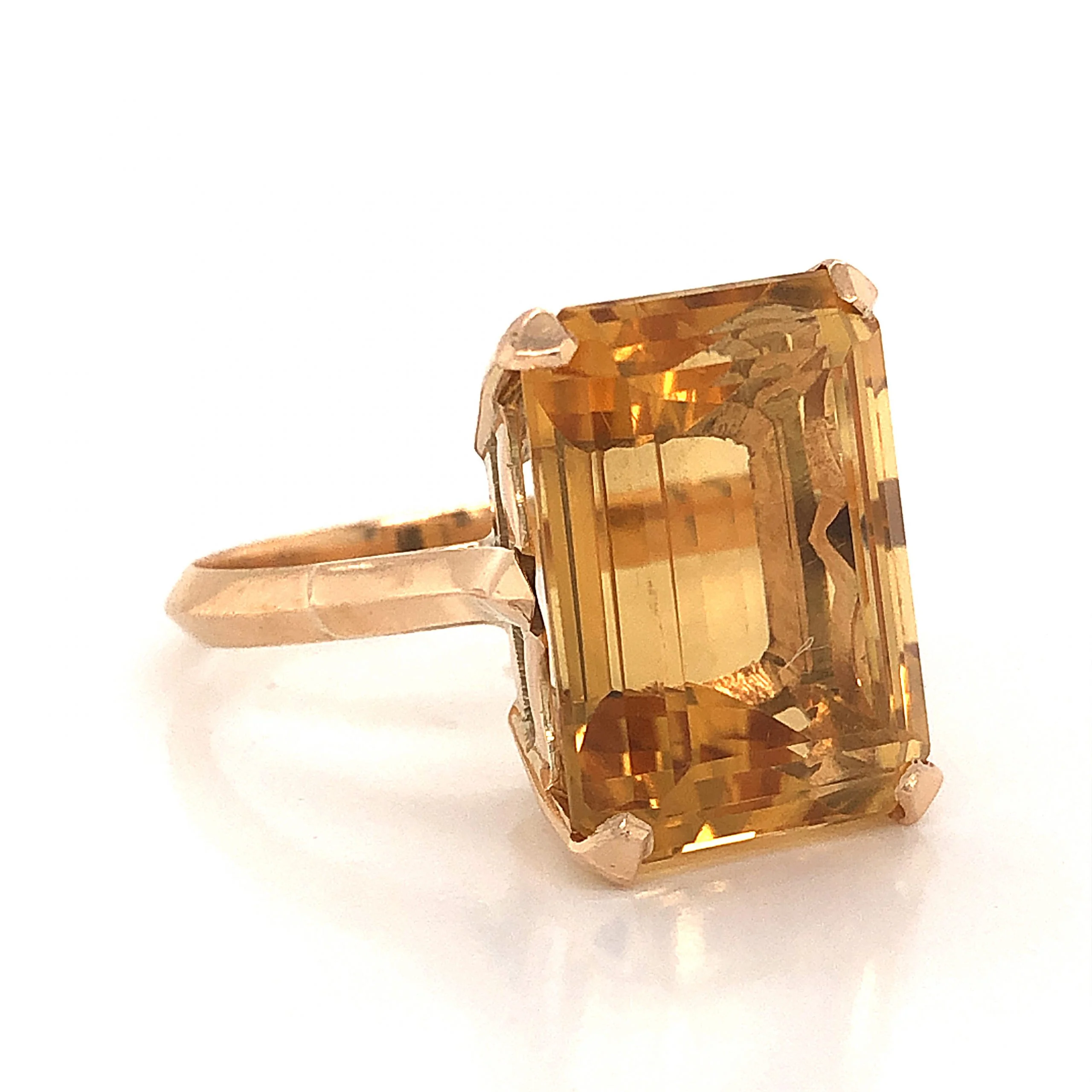 Emerald Cut Citrine Cocktail Ring in 14k Yellow Gold - Image 3
