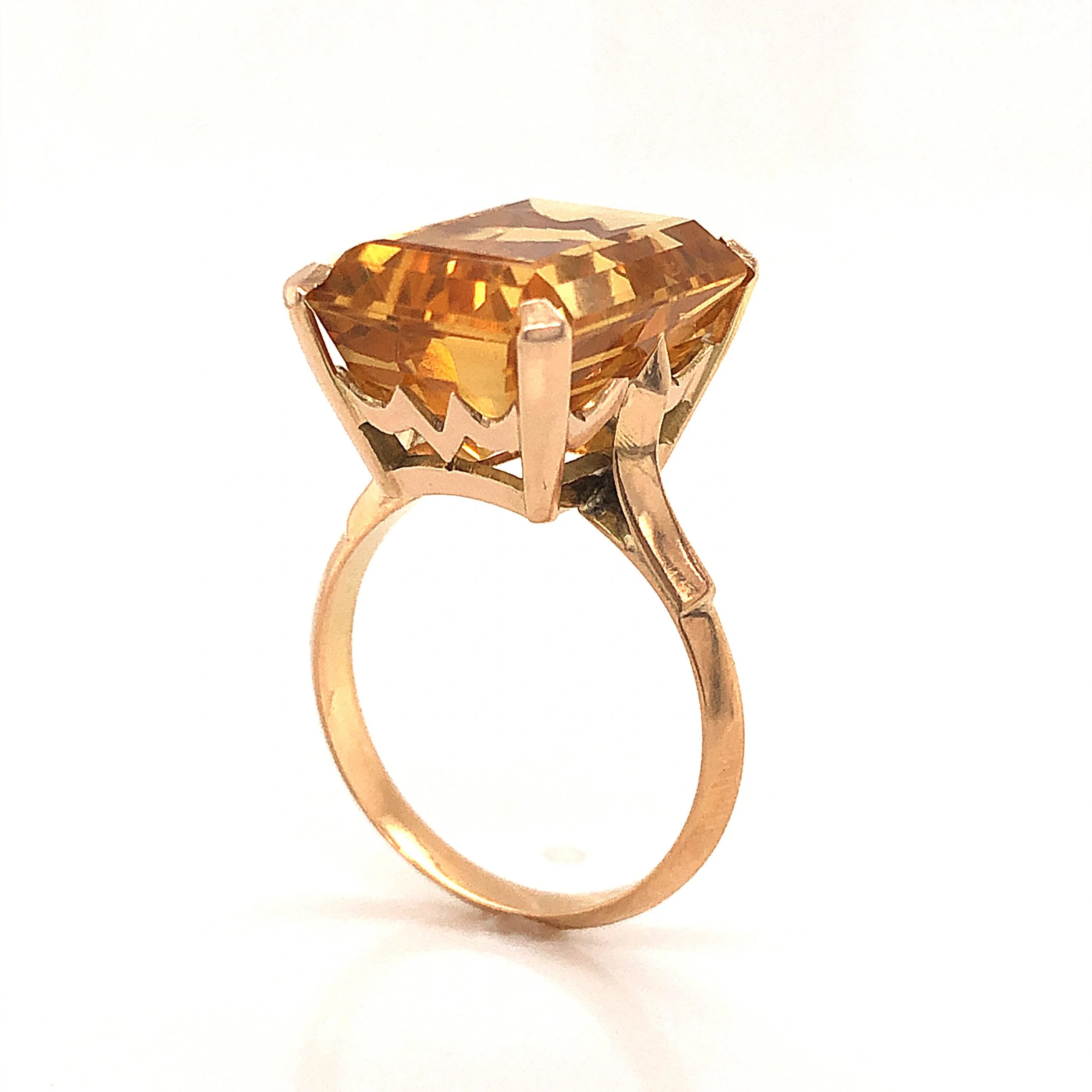 Emerald Cut Citrine Cocktail Ring in 14k Yellow Gold - Image 4
