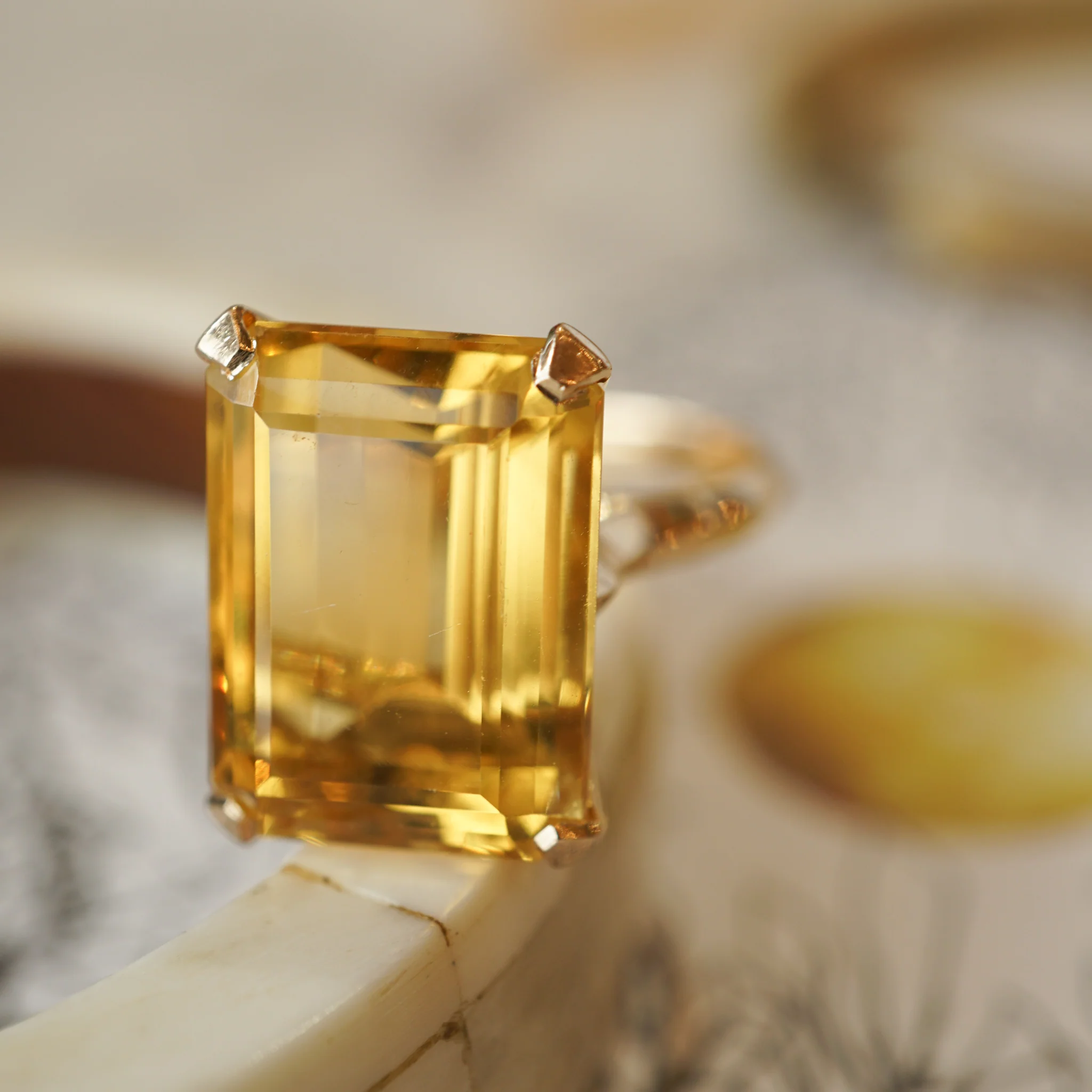 Emerald Cut Citrine Cocktail Ring in 14k Yellow Gold - Image 5