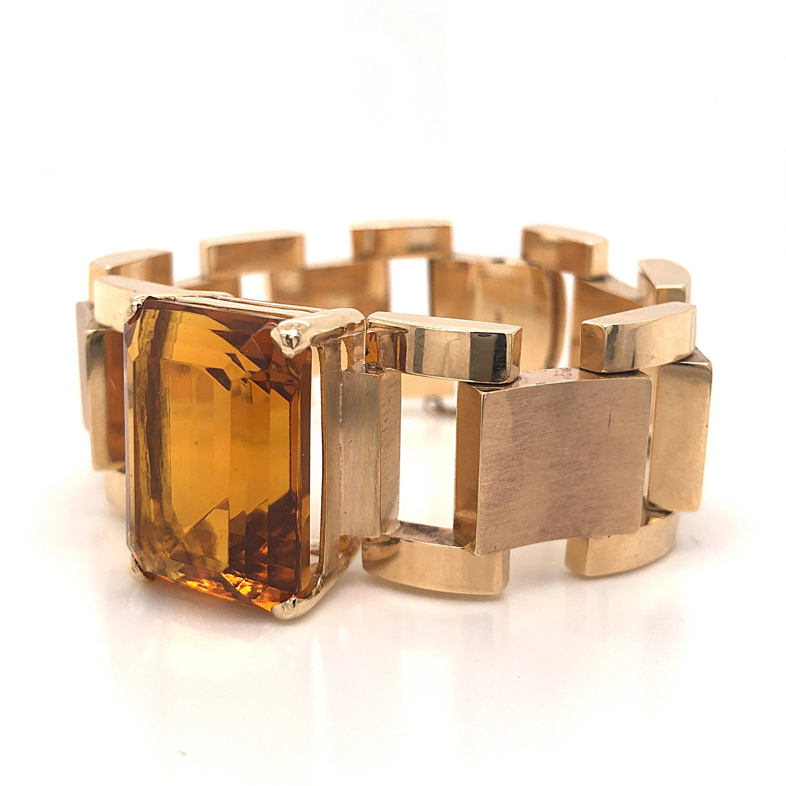 Emerald Cut Citrine Link Bracelet in 14k Yellow Gold - Image 2