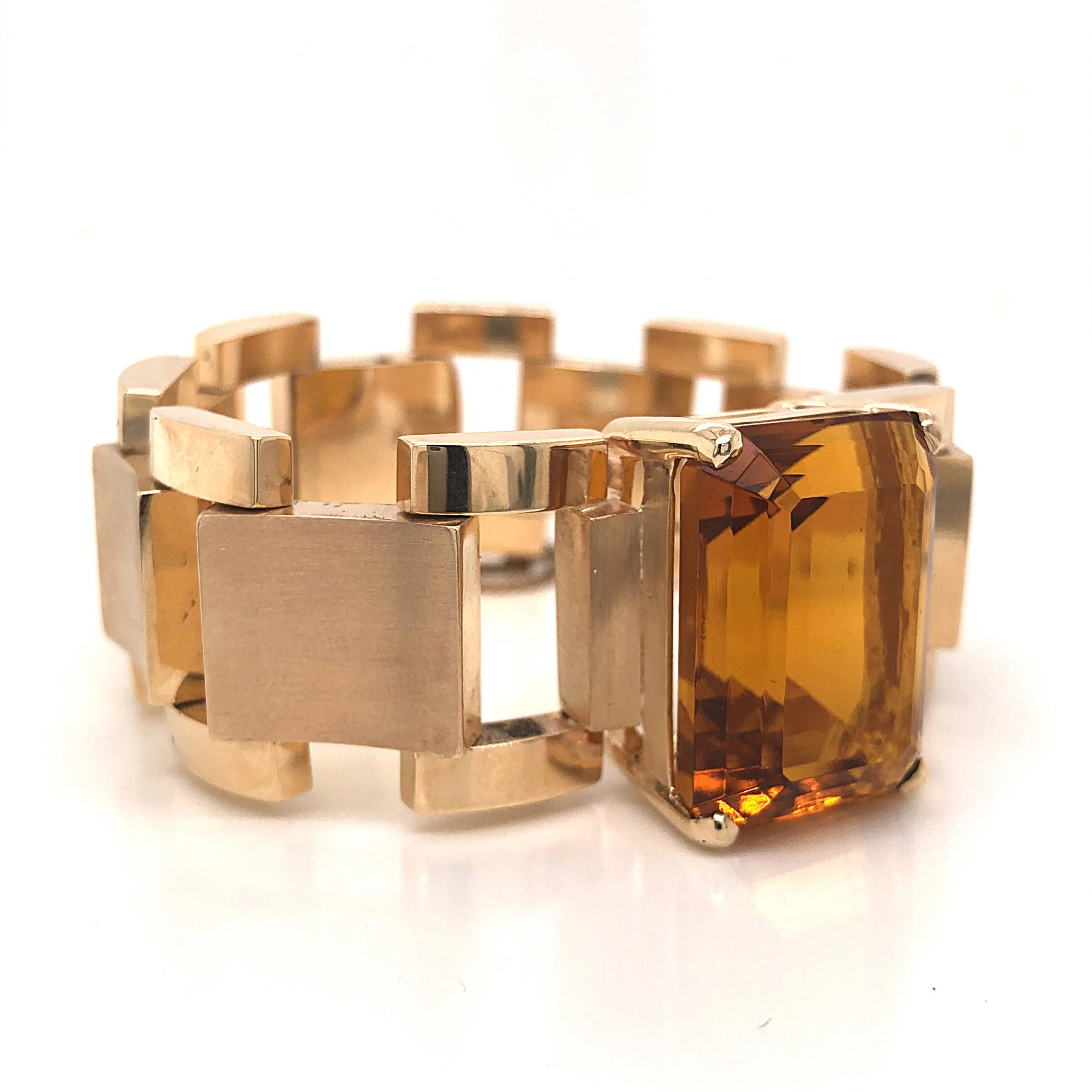 Emerald Cut Citrine Link Bracelet in 14k Yellow Gold - Image 3