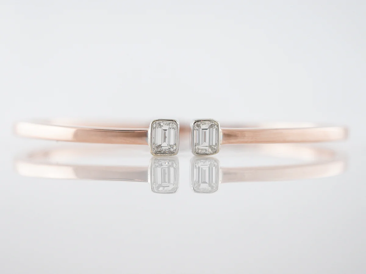 Emerald Cut Diamond Bracelet in Rose & White Gold
