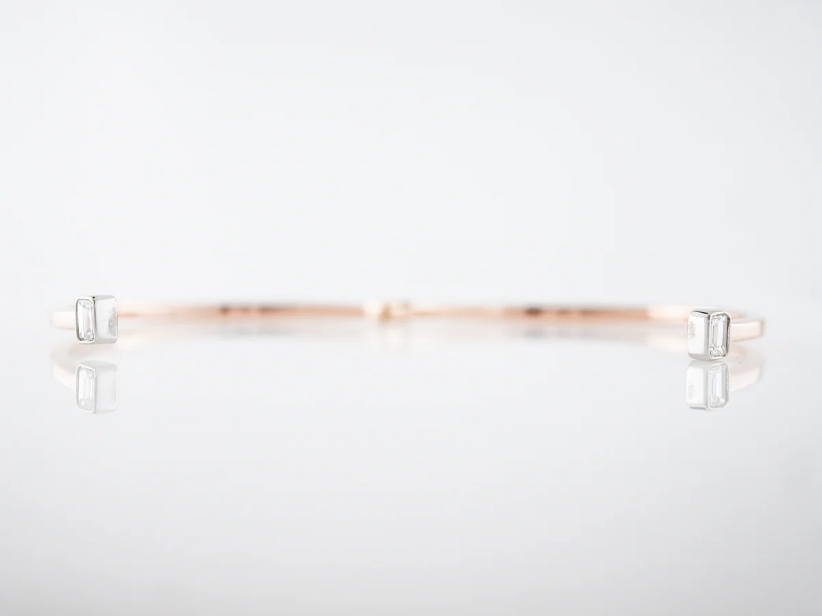 Emerald Cut Diamond Bracelet in Rose & White Gold - Image 2