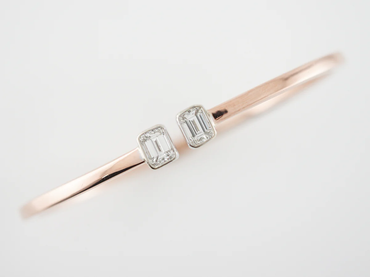 Emerald Cut Diamond Bracelet in Rose & White Gold - Image 5