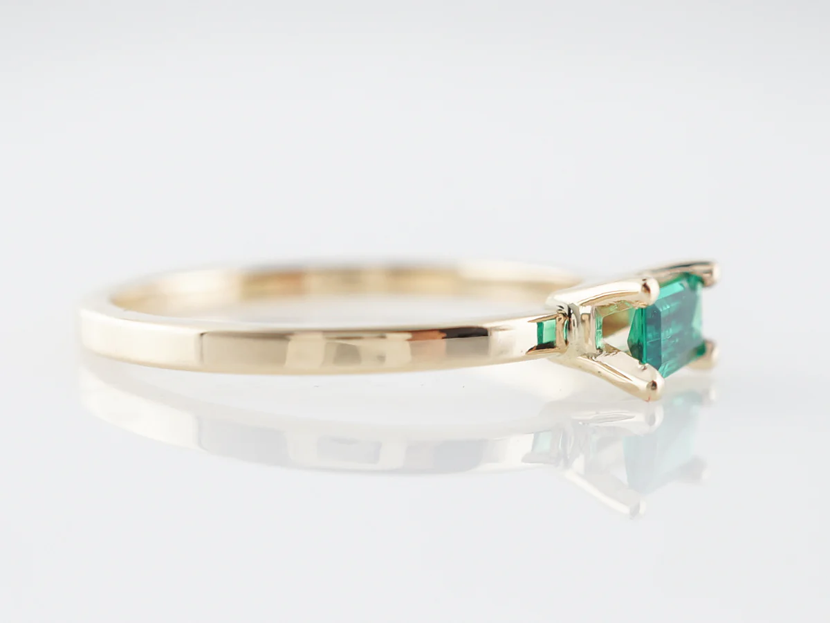 Emerald Cut Emerald Ring in 14k Yellow Gold - Image 3
